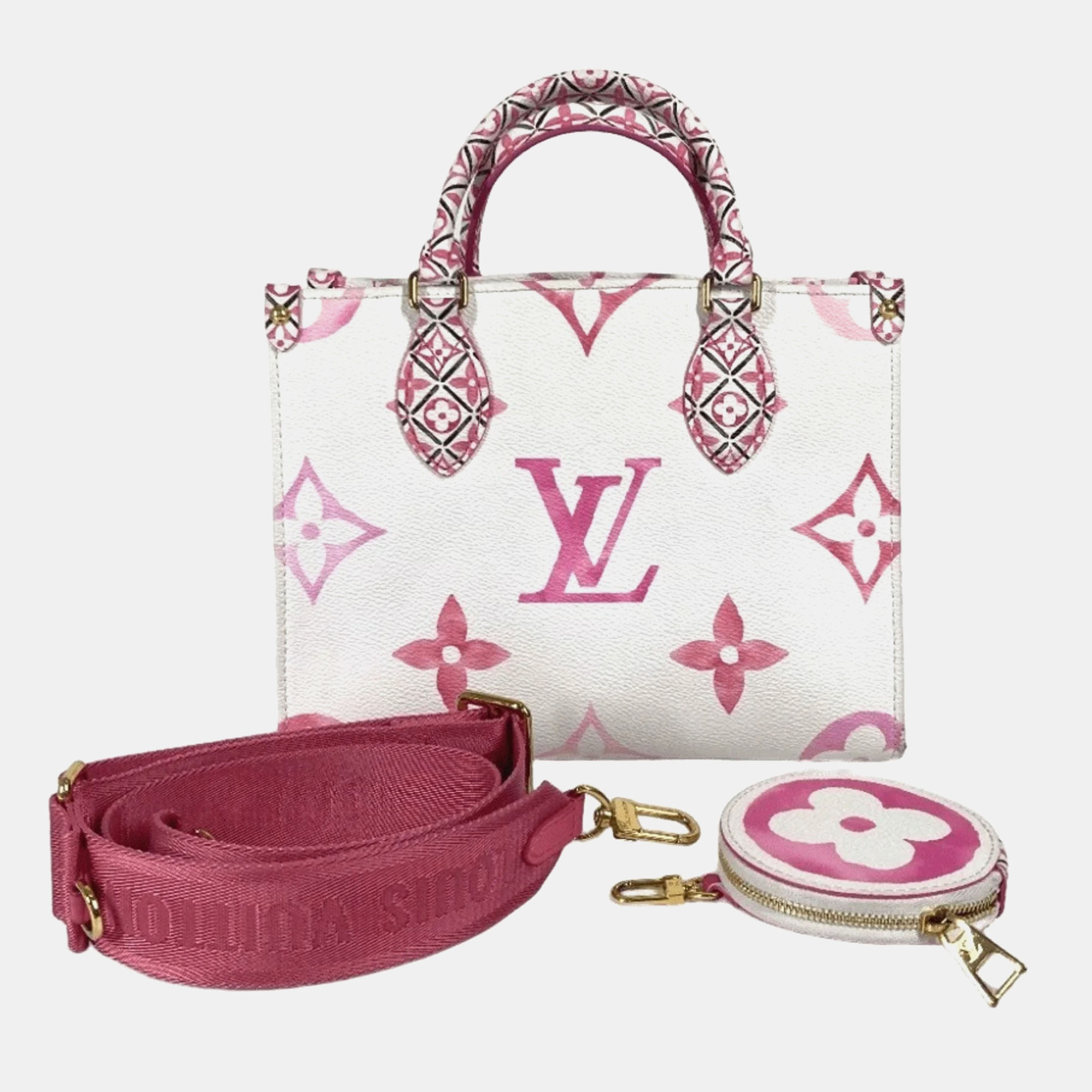 Pre-owned Louis Vuitton Monogram By The Pool On Go Pm 2way Bag Handbag Tote Shoulder Canvas Pink