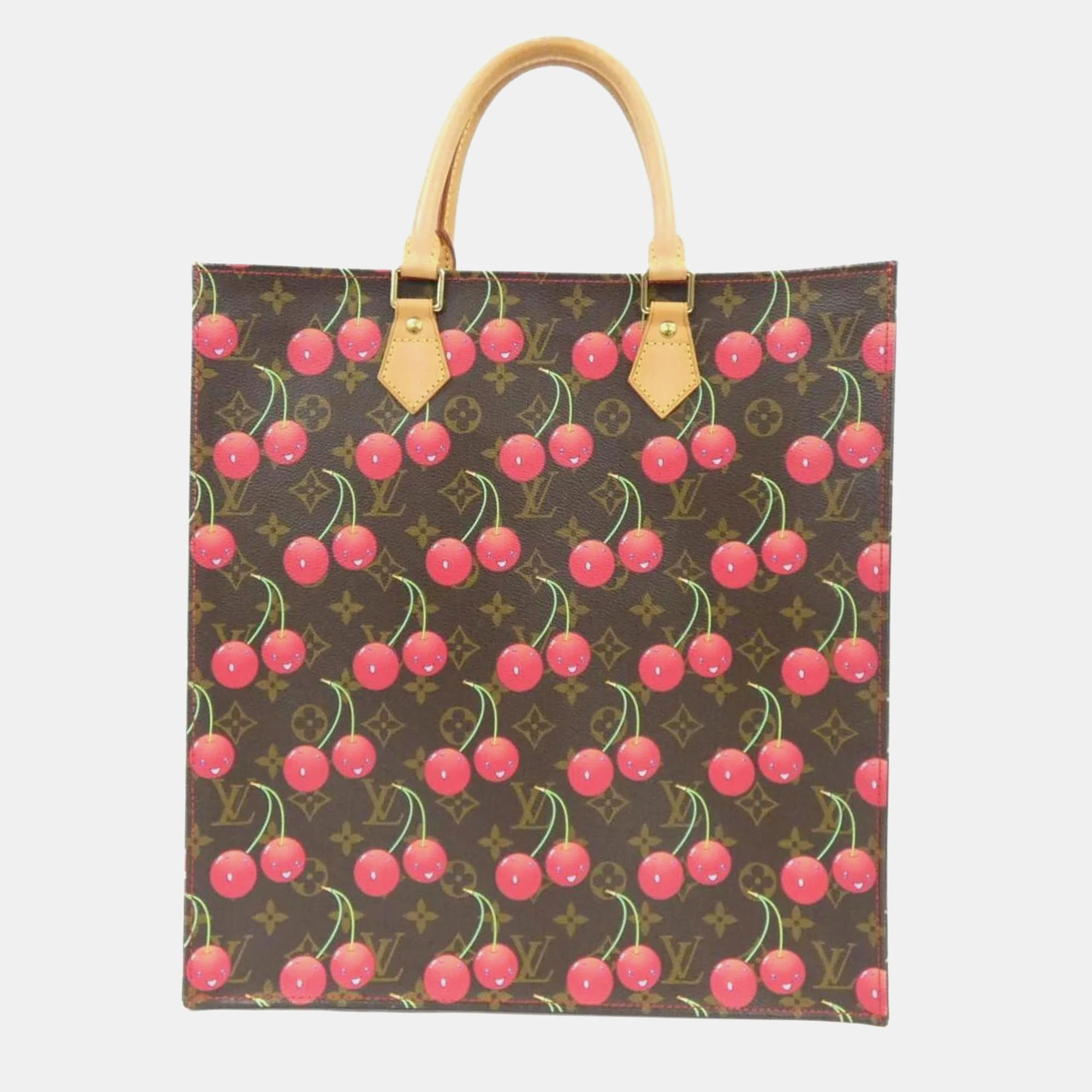 

Louis Vuitton Sac Plat Monogram Cherry Canvas Tote Bag, Brown