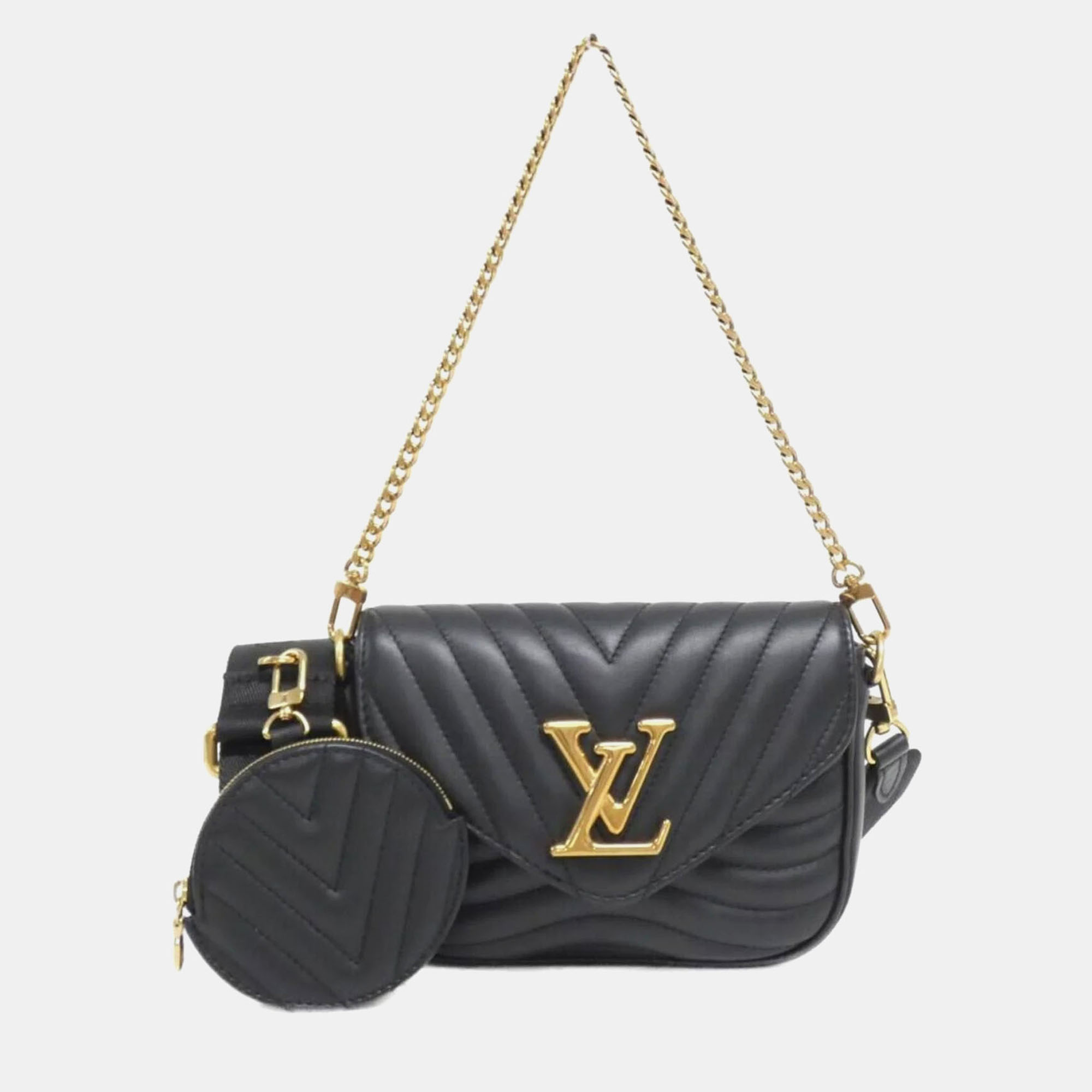 

Louis Vuitton New Wave Multi Pochette Black Leather Shoulder Bag