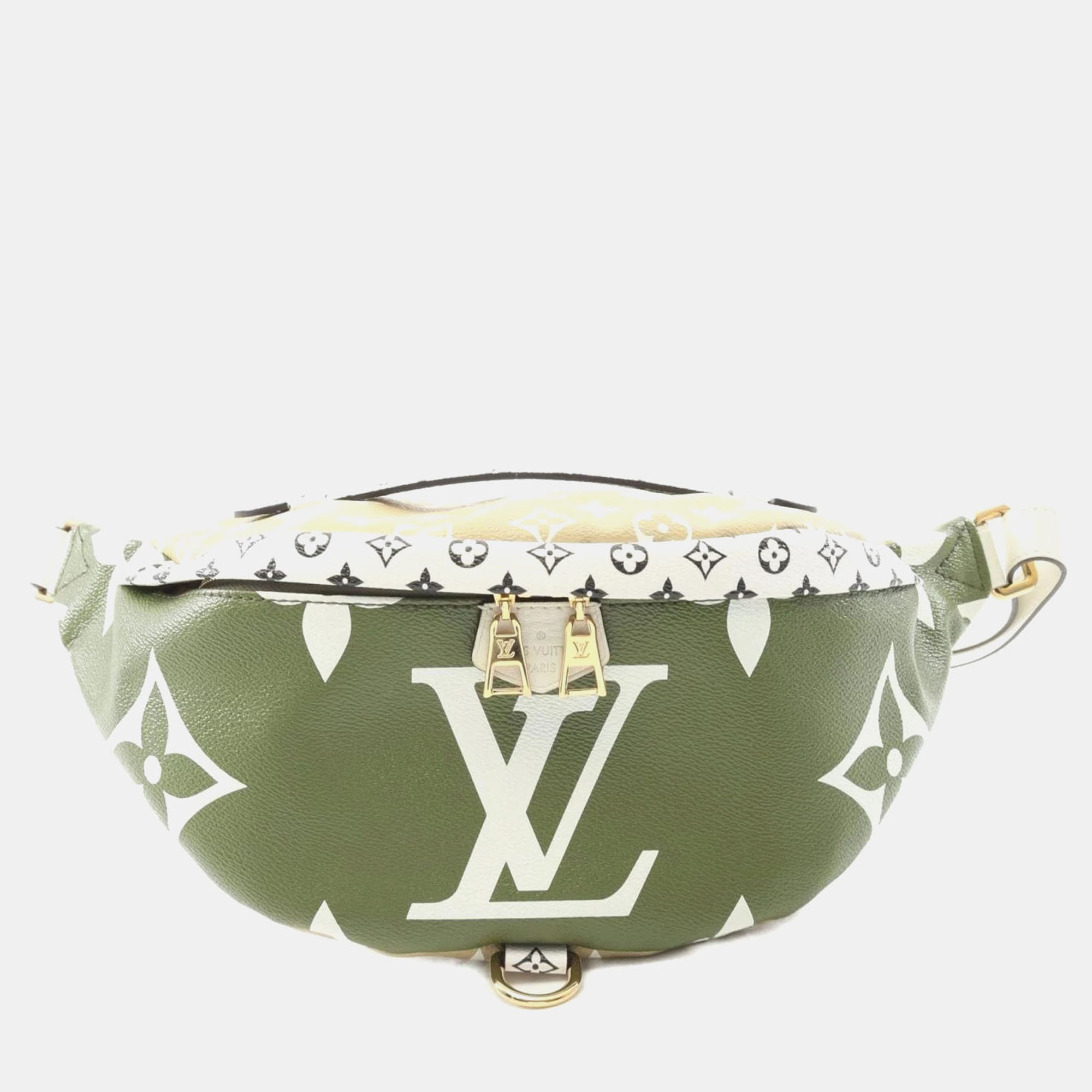 Pre-owned Louis Vuitton Bumbag Mm Monogram Giant Waist Bag Body Coated Canvas Leather Khaki Beige Multicolor In Sand