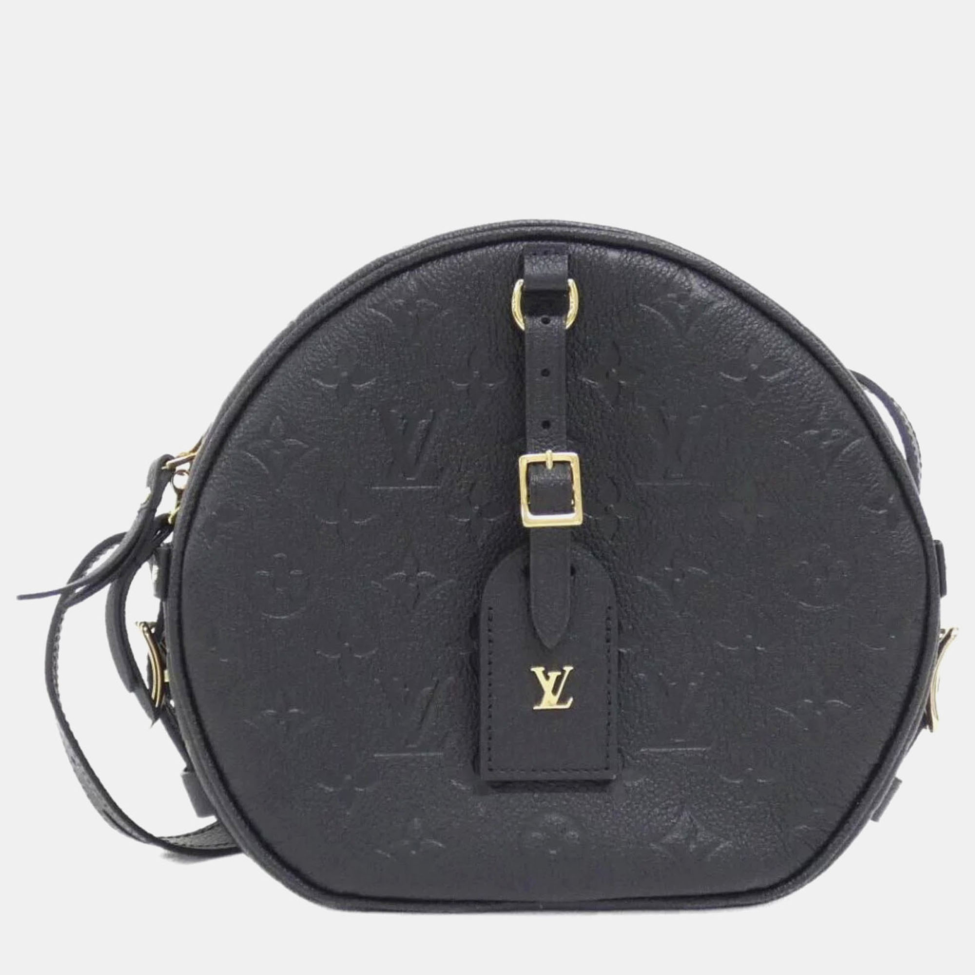 Pre-owned Louis Vuitton Monogram Empreinte Boite Chapeau Souple Mm Shoulder Bag In Black