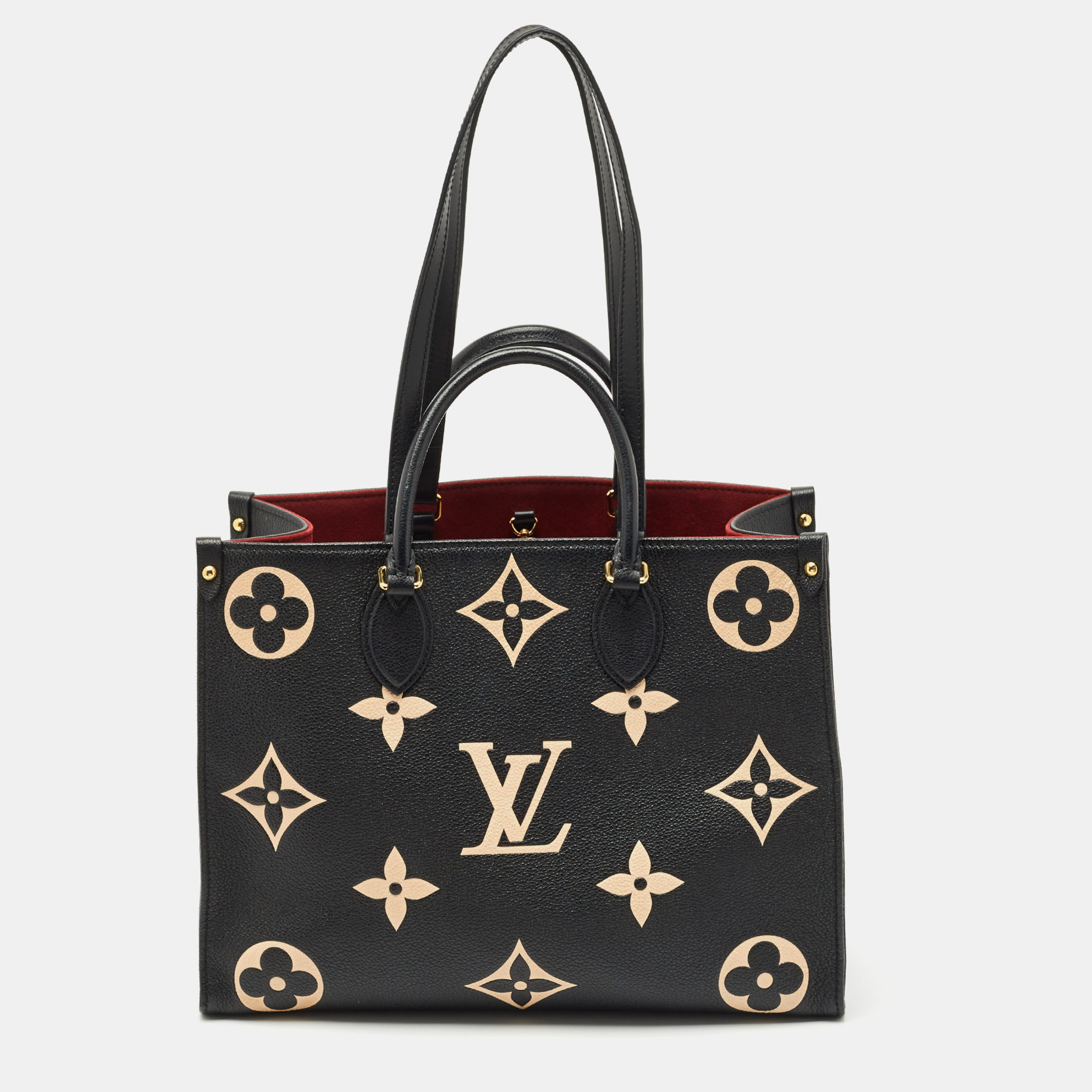 Louis Vuitton Black/Beige Monogram Empreinte Leather Onthego MM Tote