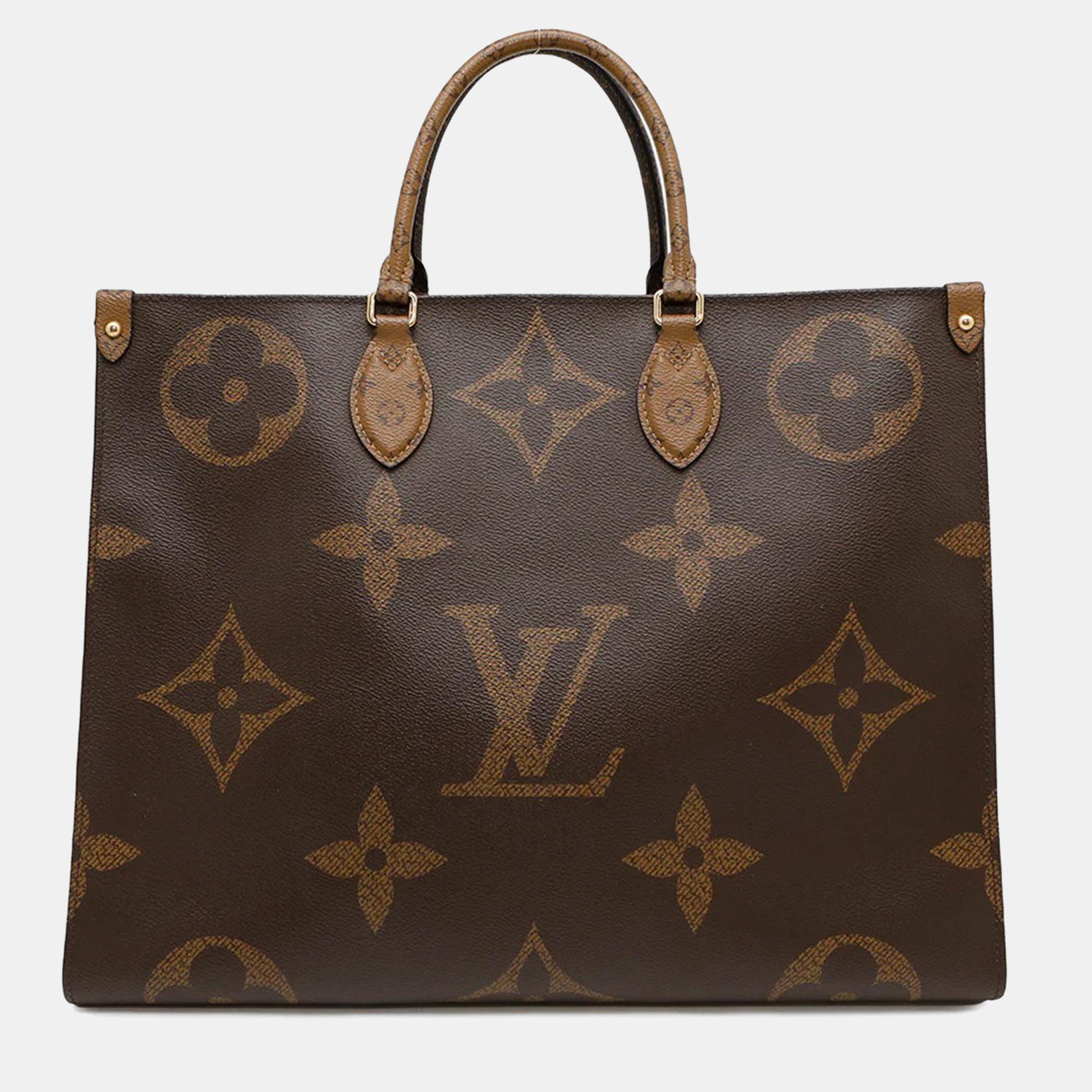 Pre-owned Louis Vuitton Onthego Red Monogram Monogram Reverse Canvas Monogram Giant Size Gm In Brown