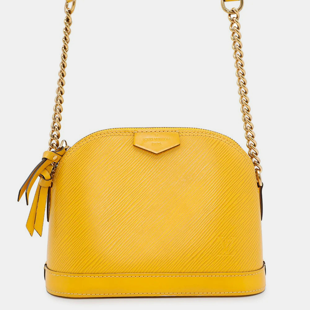 Pre-owned Louis Vuitton Alma Mini Chain Citron Epi Leather In Yellow