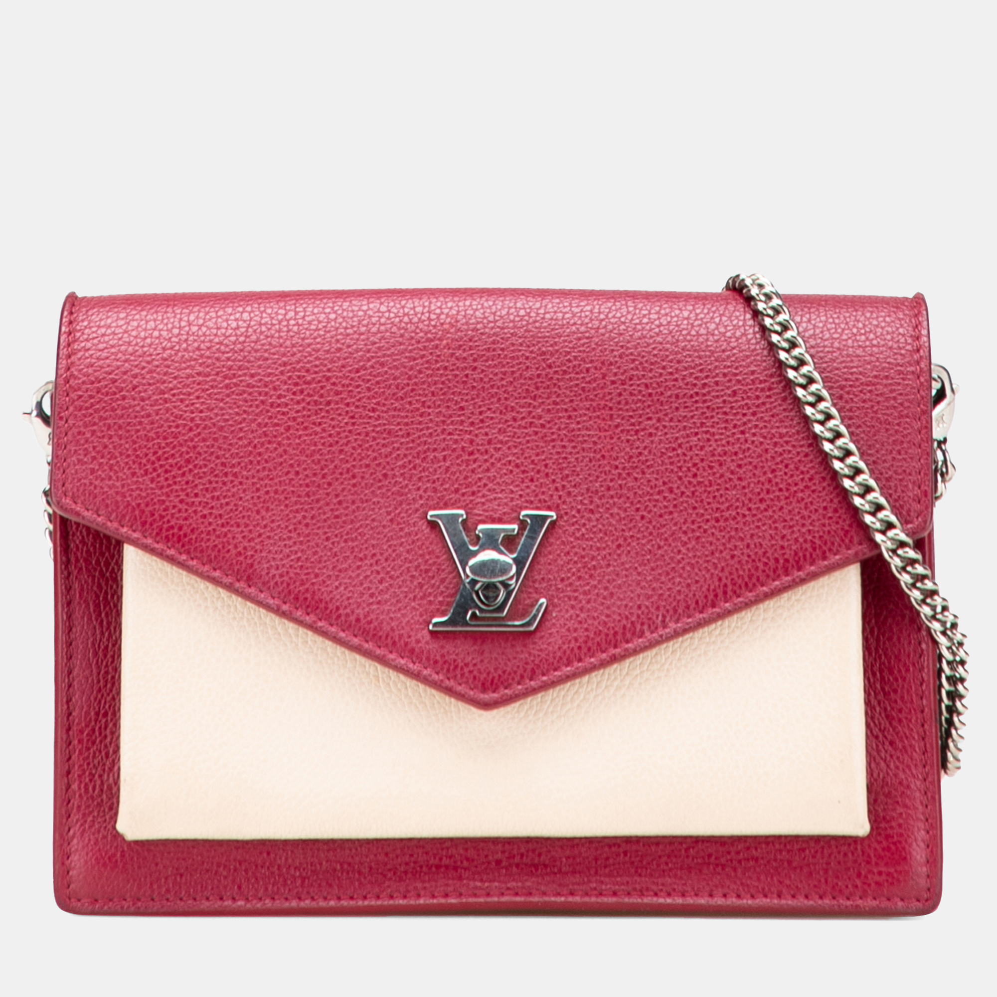 

Louis Vuitton Red Bicolor Leather MyLockMe Chain Pochette