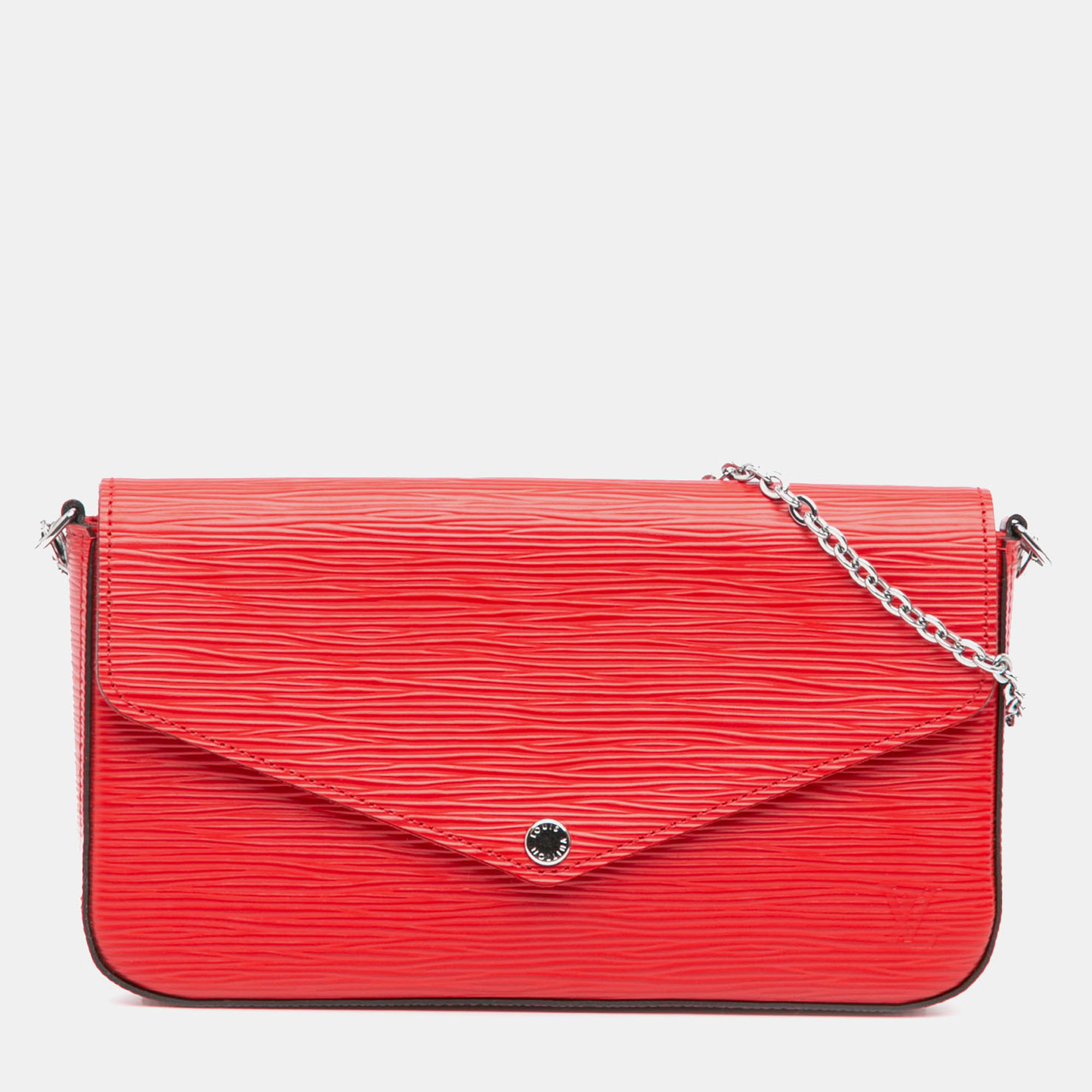 

Louis Vuitton Red Epi Pochette Felicie Shoulder Bag