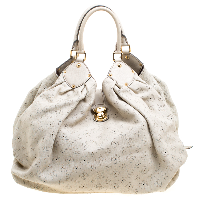 Louis Vuitton Cappuccino White Monogram Mahina Leather XL Bag