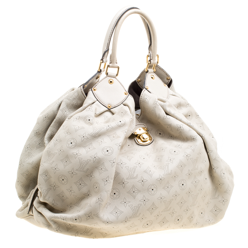 Louis Vuitton Cappuccino White Monogram Mahina Leather XL Bag Louis Vuitton  | The Luxury Closet