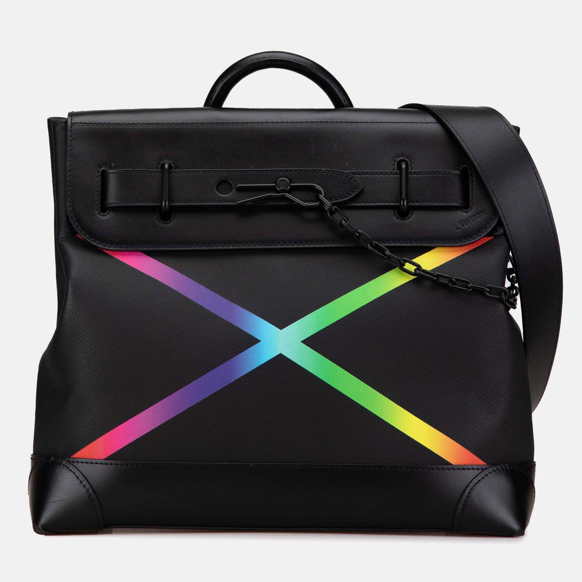 

Louis Vuitton Black Taiga Rainbow Steamer PM
