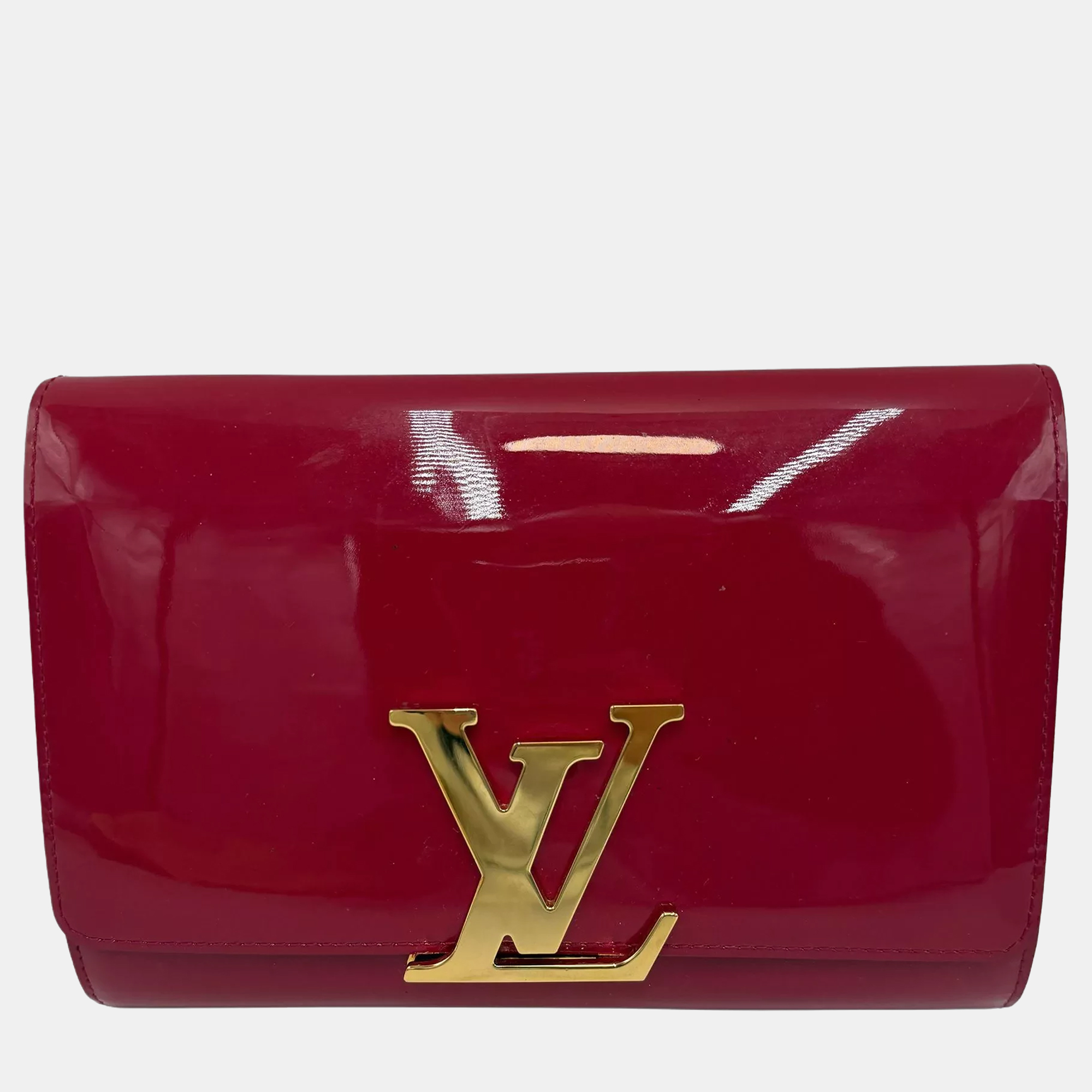 

Louis Vuitton Louise Rouge Grenadine Vernis Leather Clutch Bag, Red