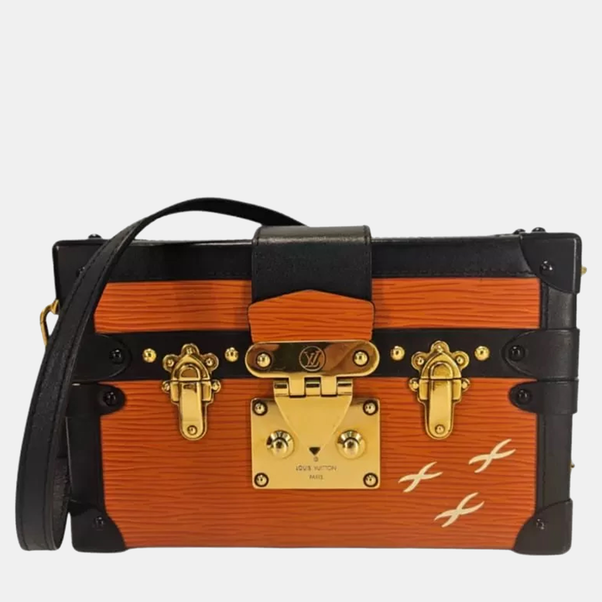 

Louis Vuitton Petite Malle Orange/Black Epi Leather Trunk Clutch