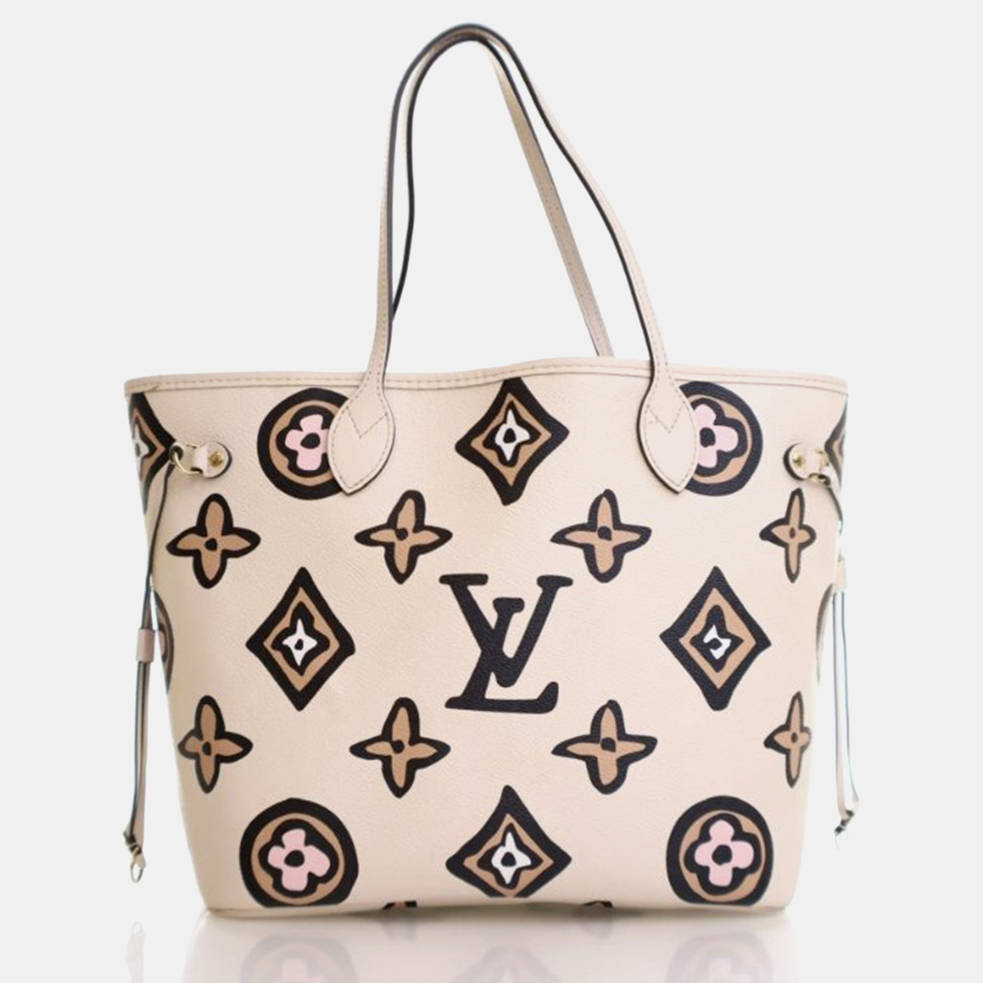 

Louis Vuitton Neverfull MM Monogram Wild At Heart Canvas Tote Bag, Cream