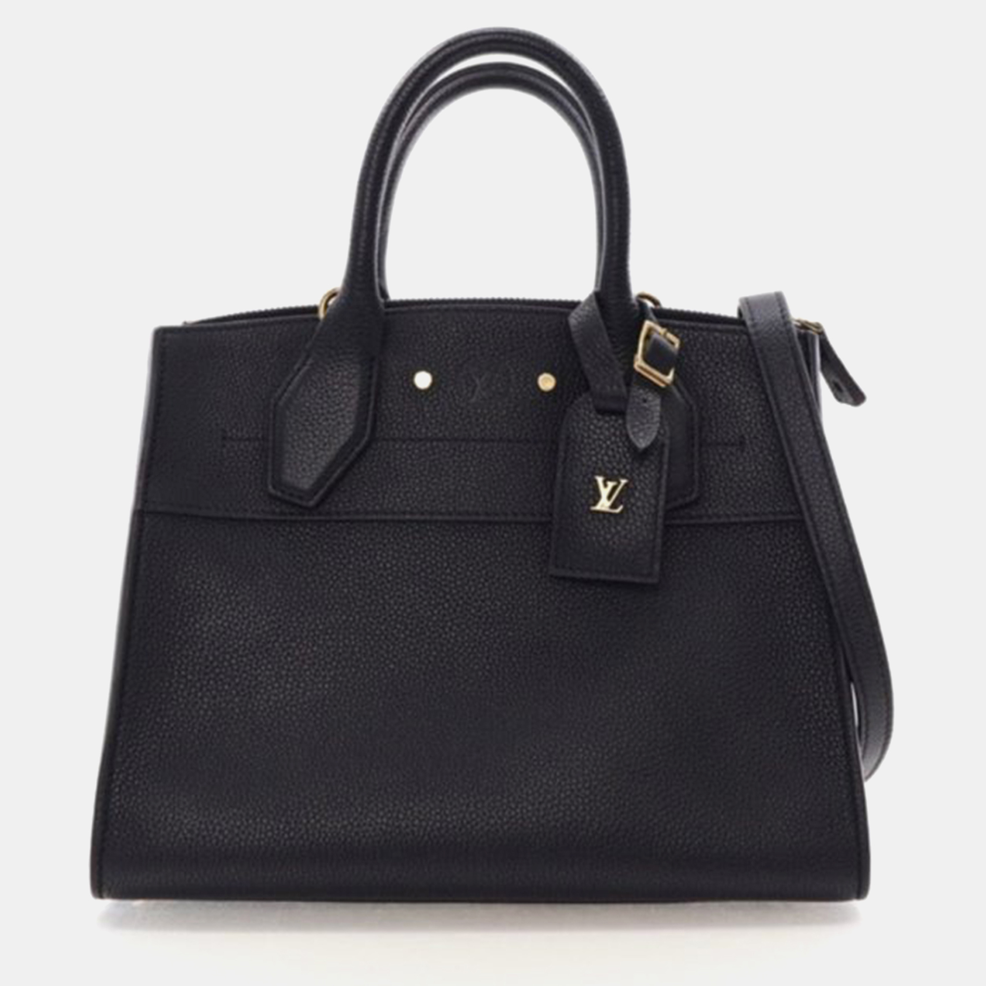 Louis Vuitton City Steamer PM Black Taurillon Leather Handbag