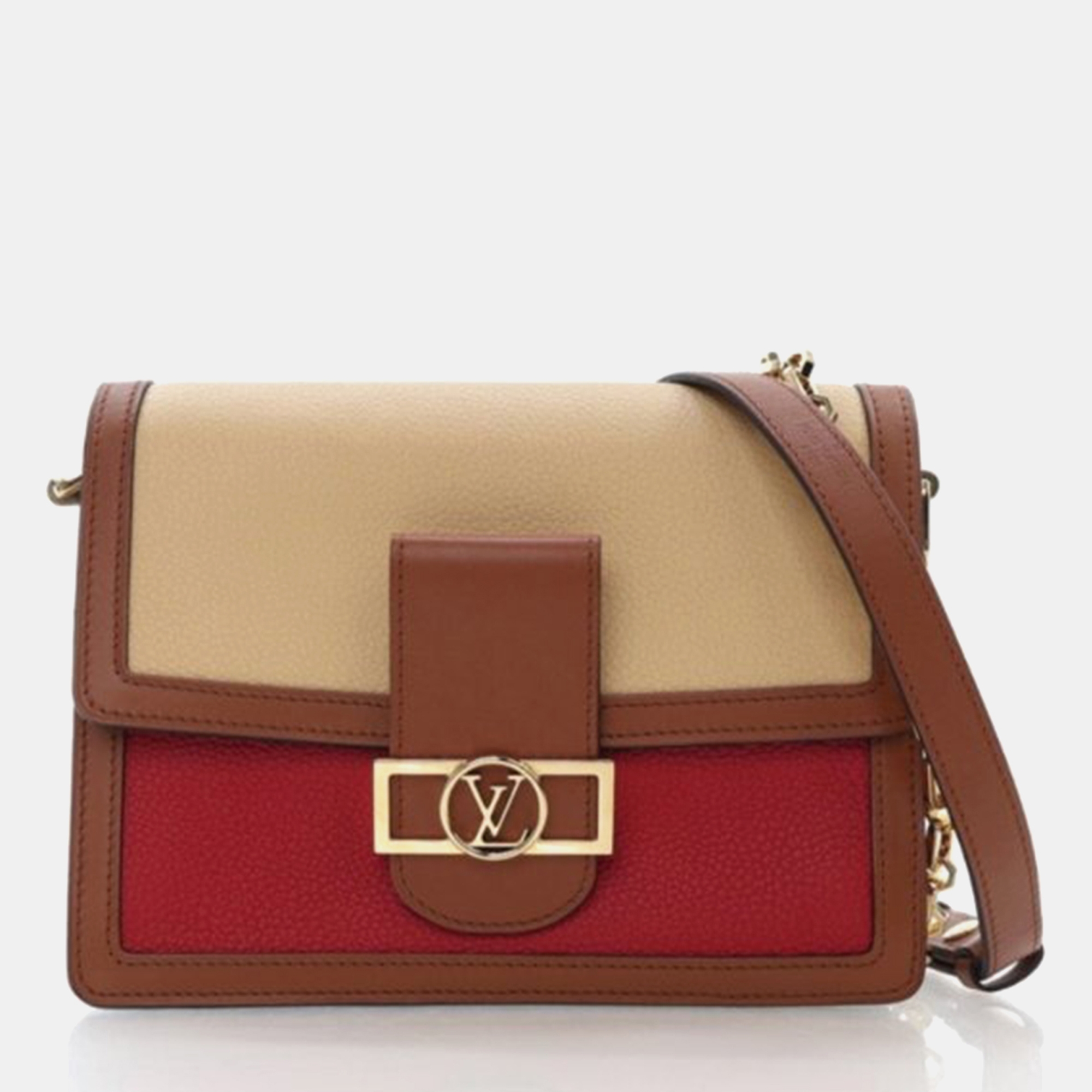 

Louis Vuitton Taurillon Leather Dauphine Shoulder Bag MM, Multicolor