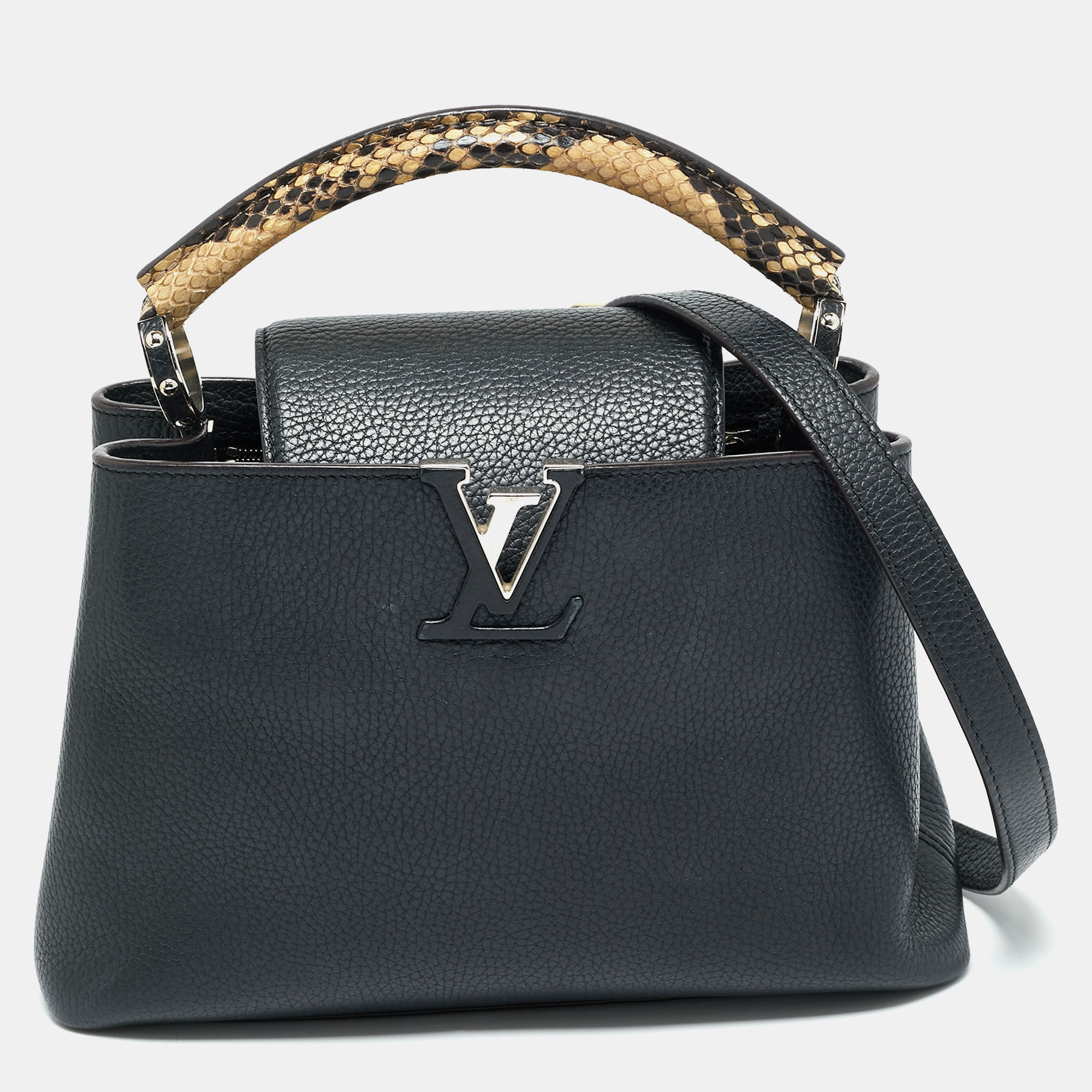 

Louis Vuitton Black Leather and Python Capucines BB Bag