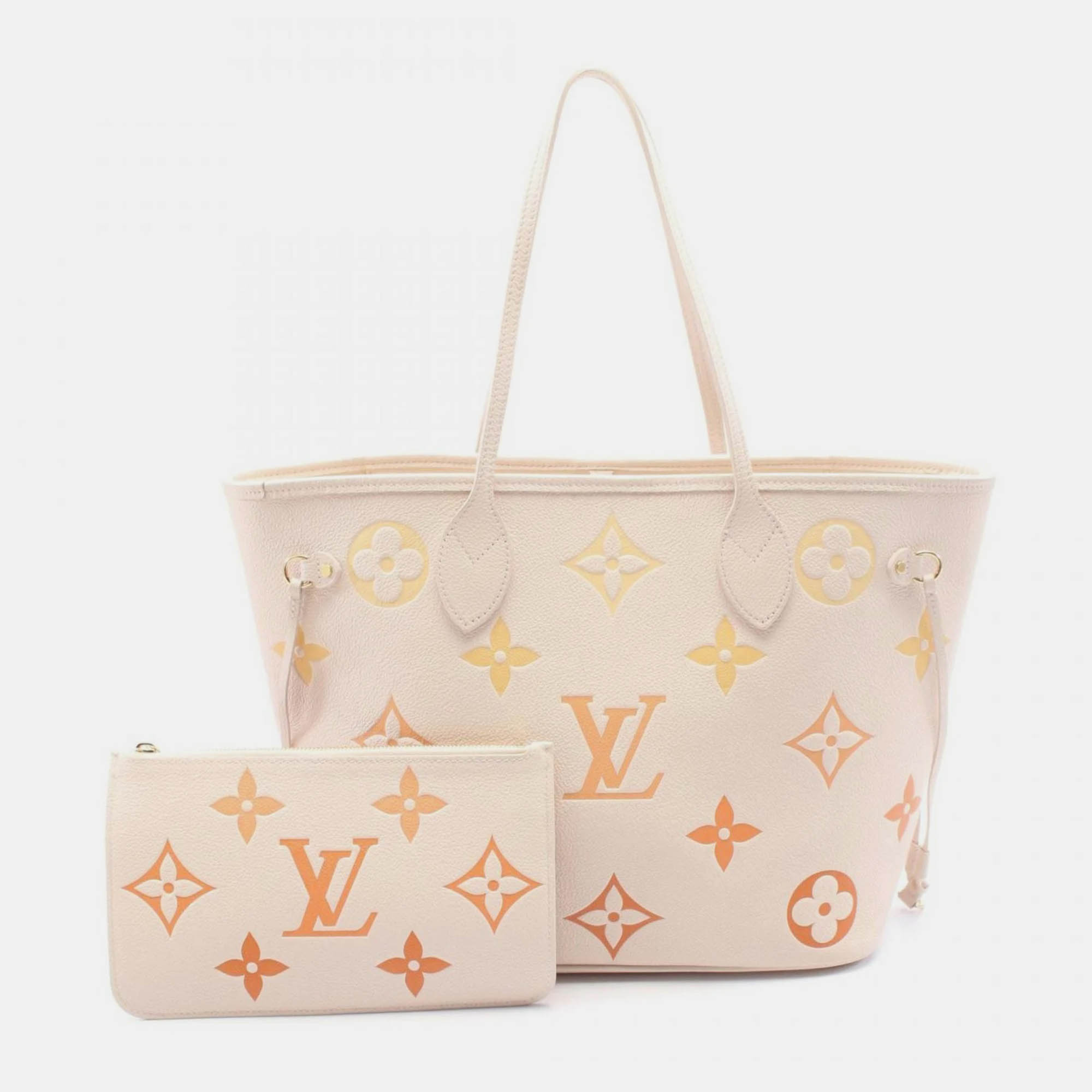 

Louis Vuitton Neverfull MM Bicolour Monogram Empreinte Leather Shoulder Bag, Cream
