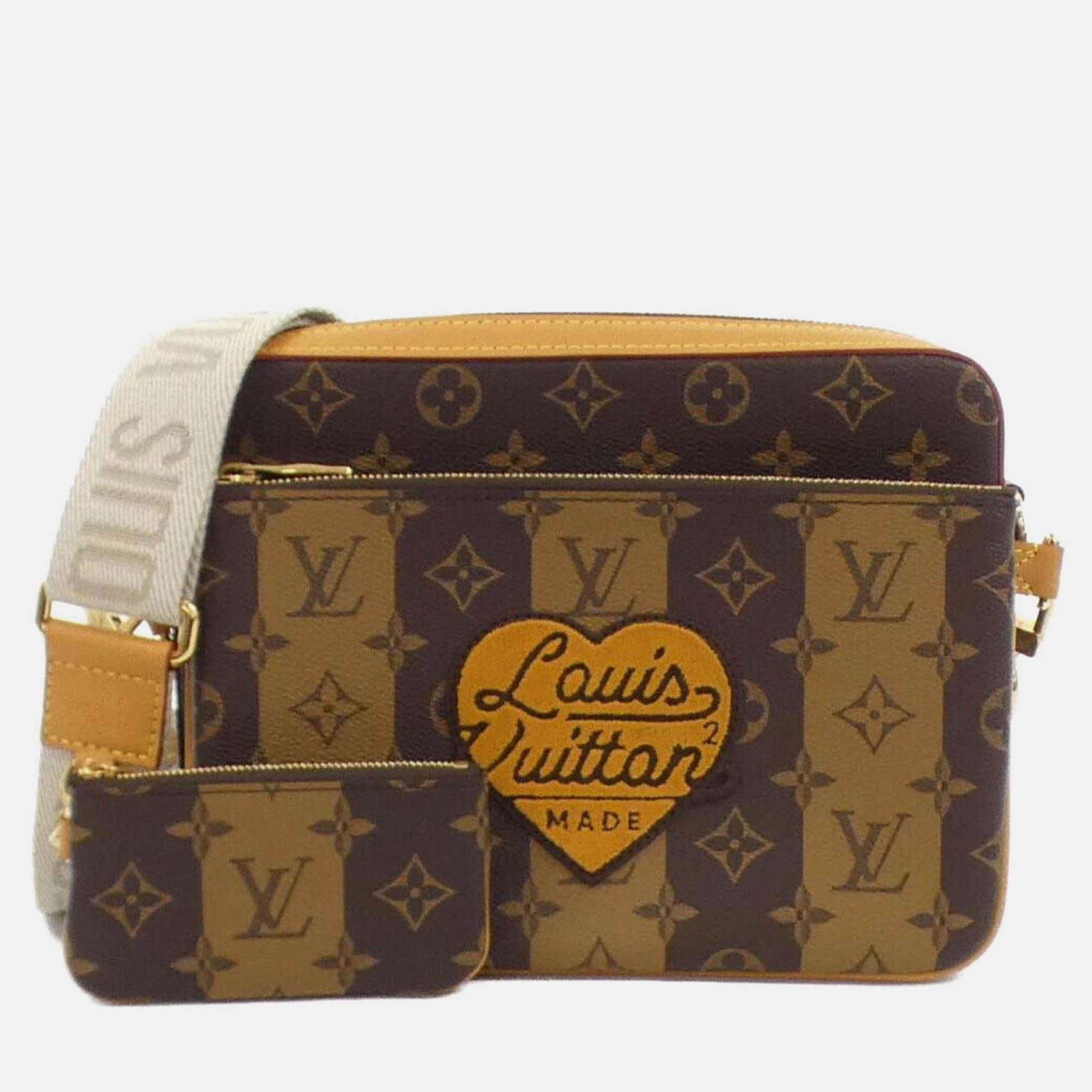 

Louis Vuitton Monogram Stripe (Lv Squared) Trio Messenger Shoulder Bag, Brown