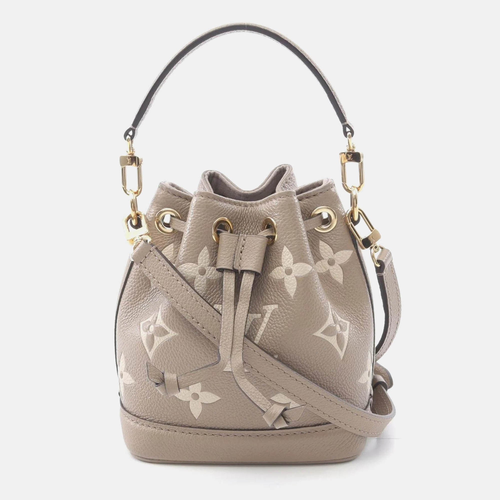 

Louis Vuitton Nano Noe Tourterelle Crème Bicolor Monogram Empreinte Leather Handbag, Beige
