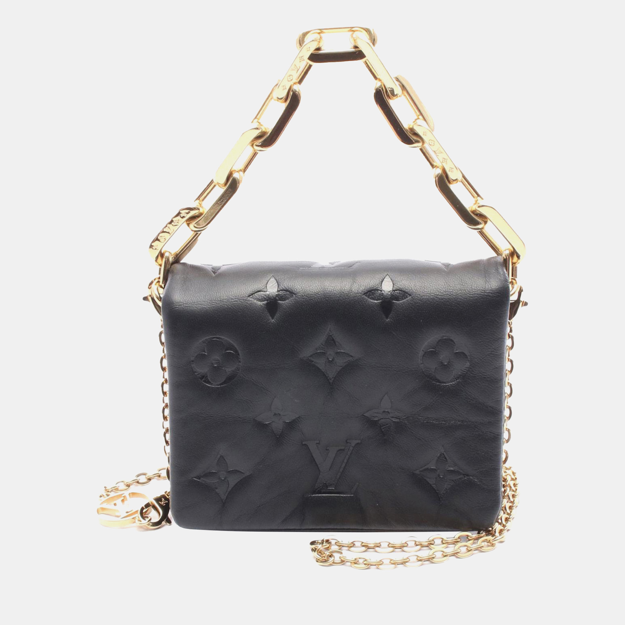

Louis Vuitton Black Monogram Embossed Puffy Lambskin Coussin Belt Bag