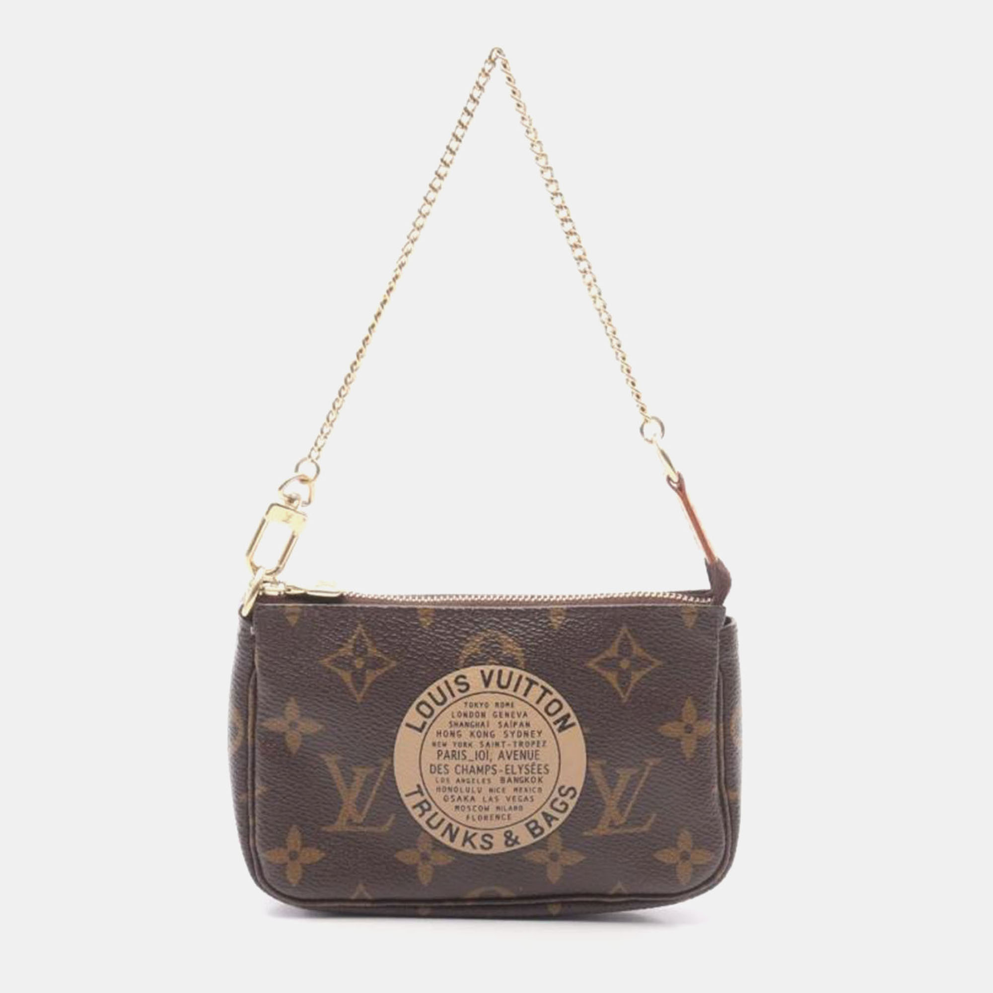 Pre-owned Louis Vuitton Mini Pochette Accessoires Monogram In Brown