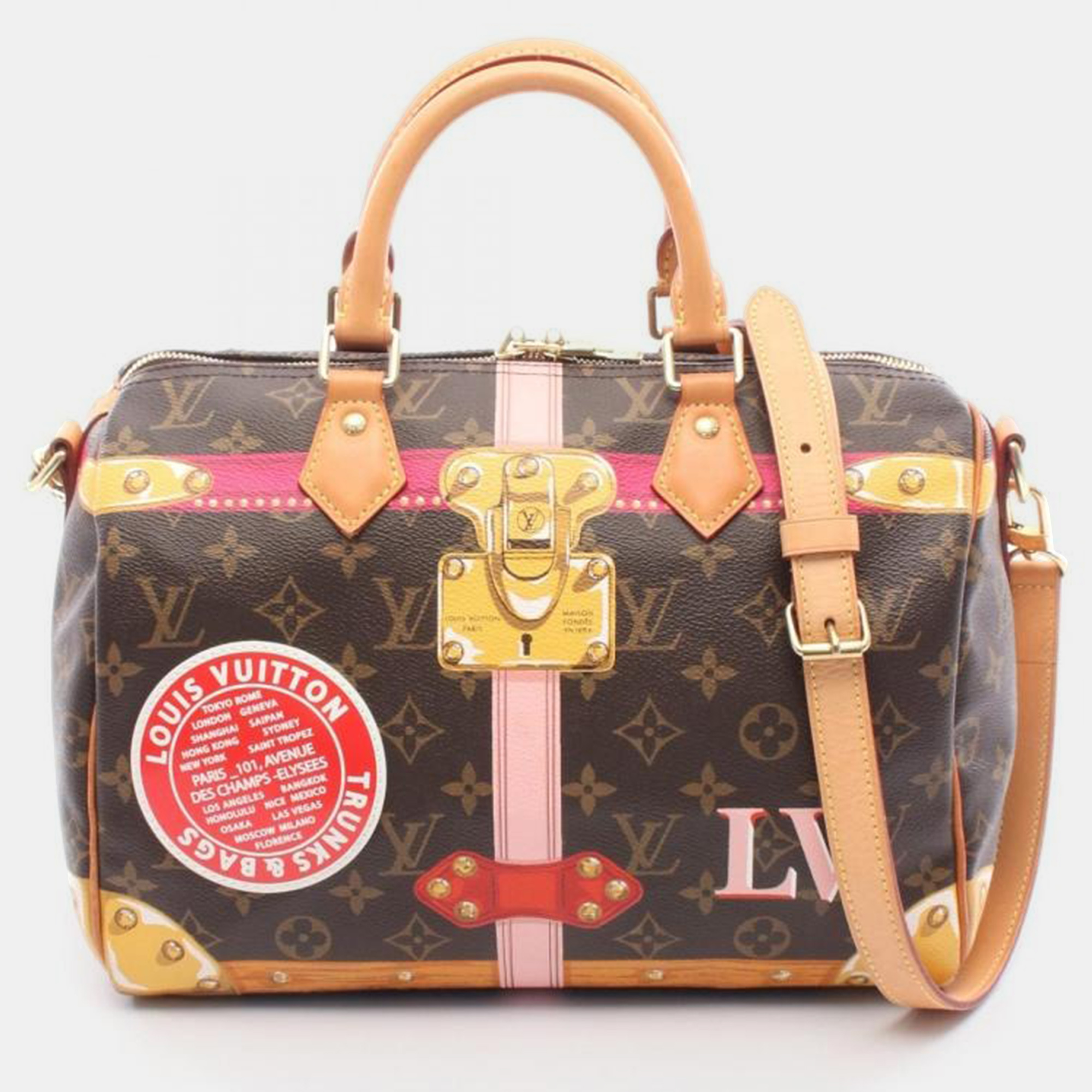 

Louis Vuitton Speedy Bandouliere 30 Brown Monogram Canvas Handbag, Pink