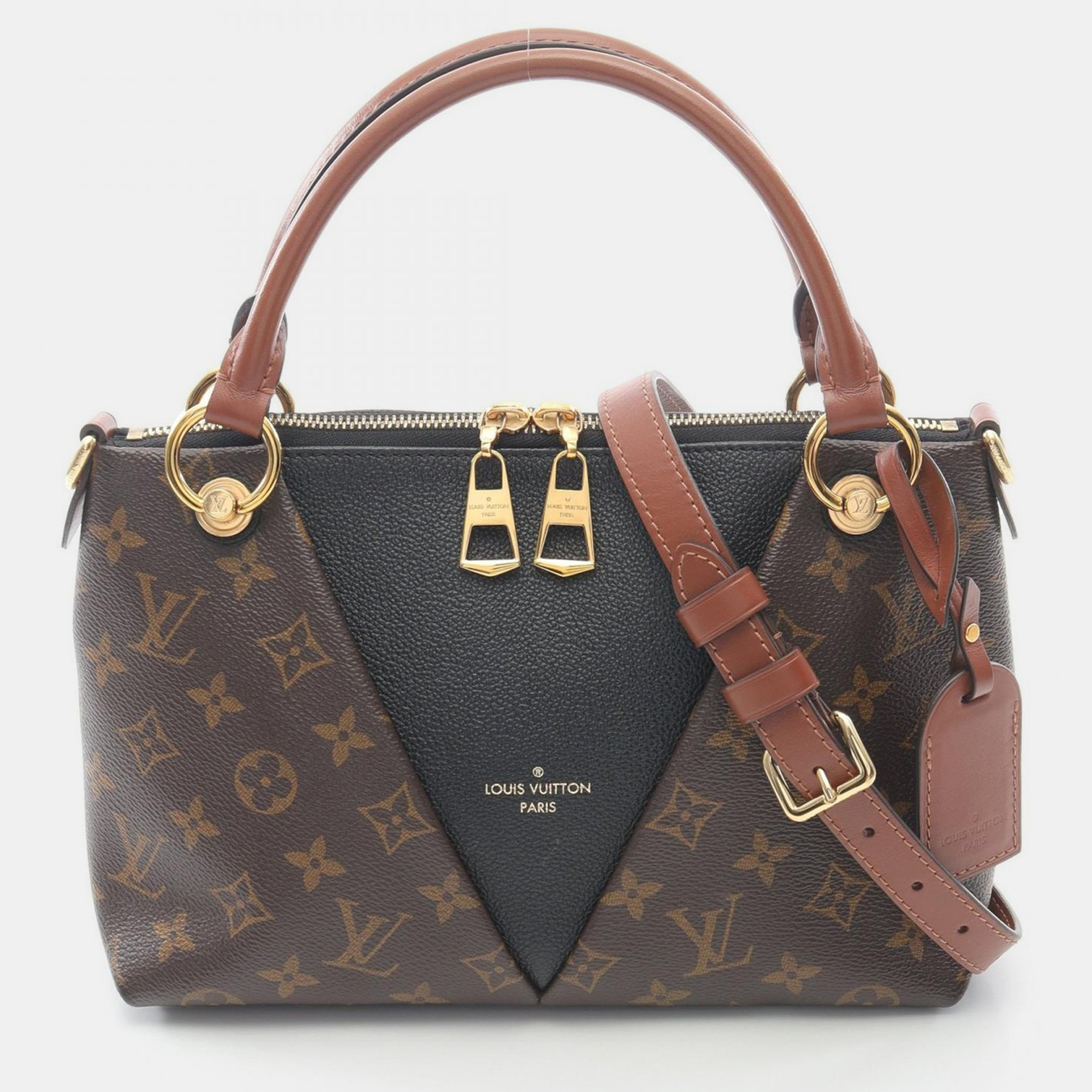 

Louis Vuitton V Tote BB Brown Monogram Canvas Shoulder Bag, Black