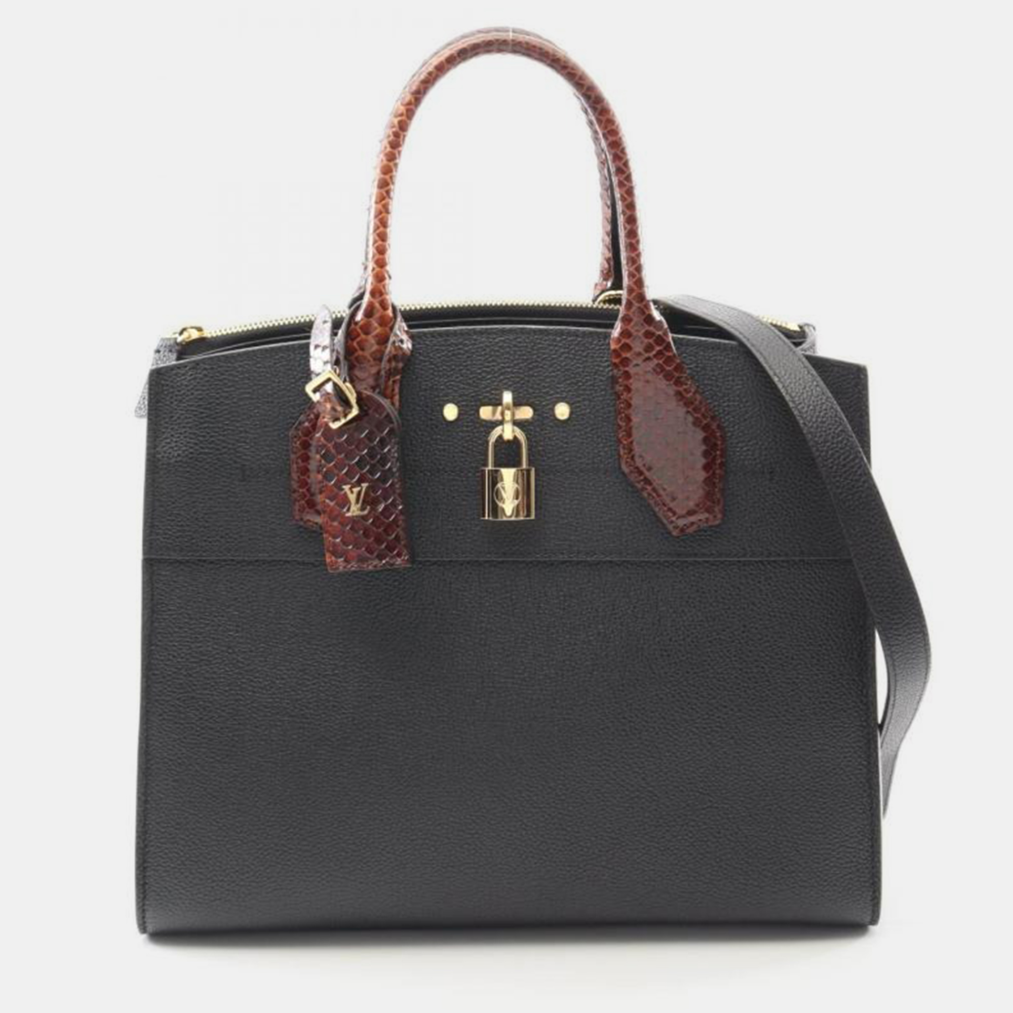 

Louis Vuitton City Steamer MM Black Leather Tote Bag