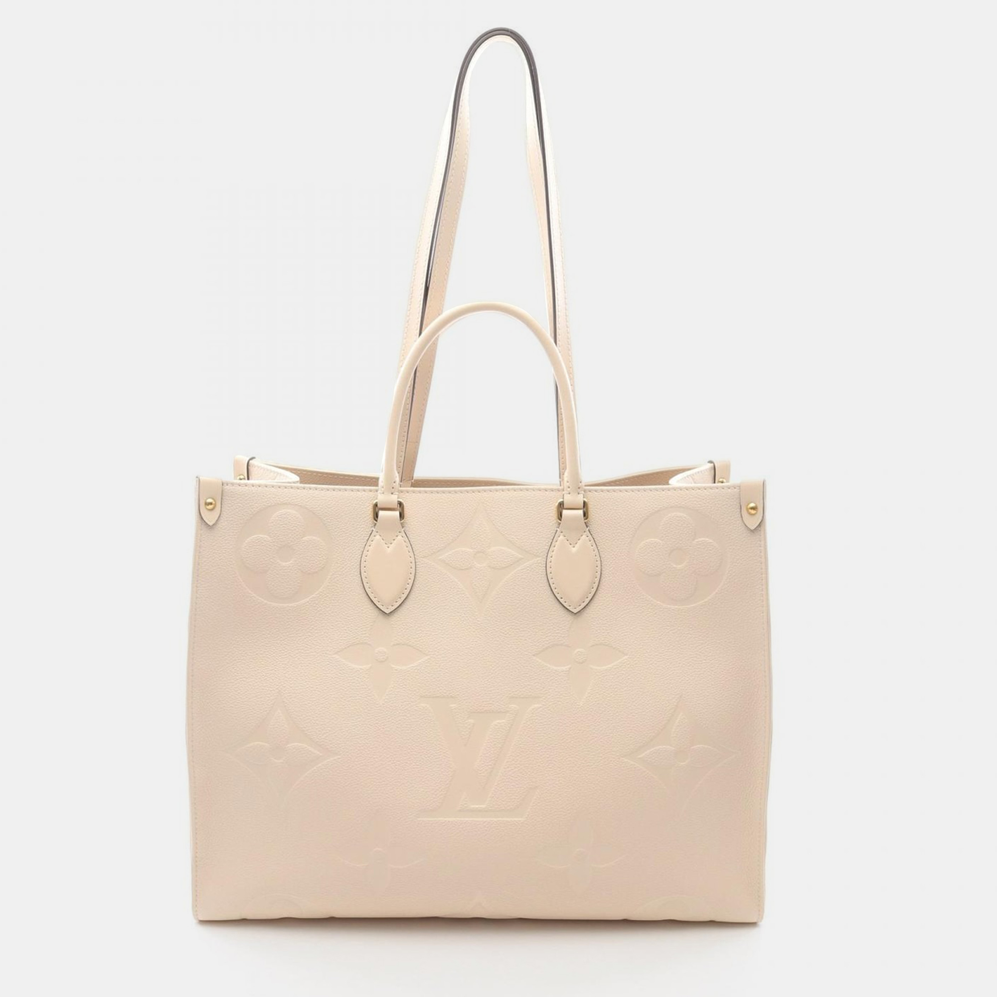 Pre-owned Louis Vuitton Onthego Gm Tote Shoulder Bag Monogram Empreinte Leather In Sand