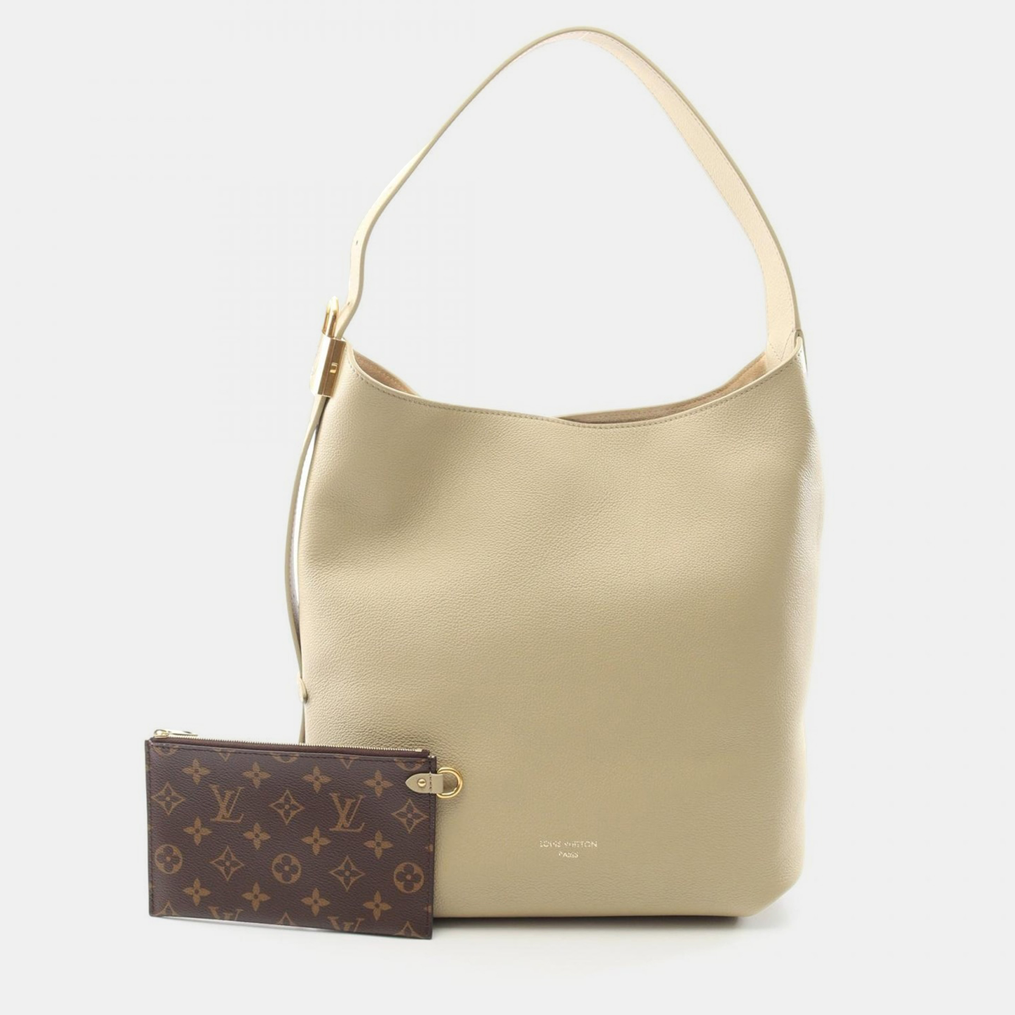 

Louis Vuitton Low Key Hobo MM Limestone Leather Shoulder Bag, Beige