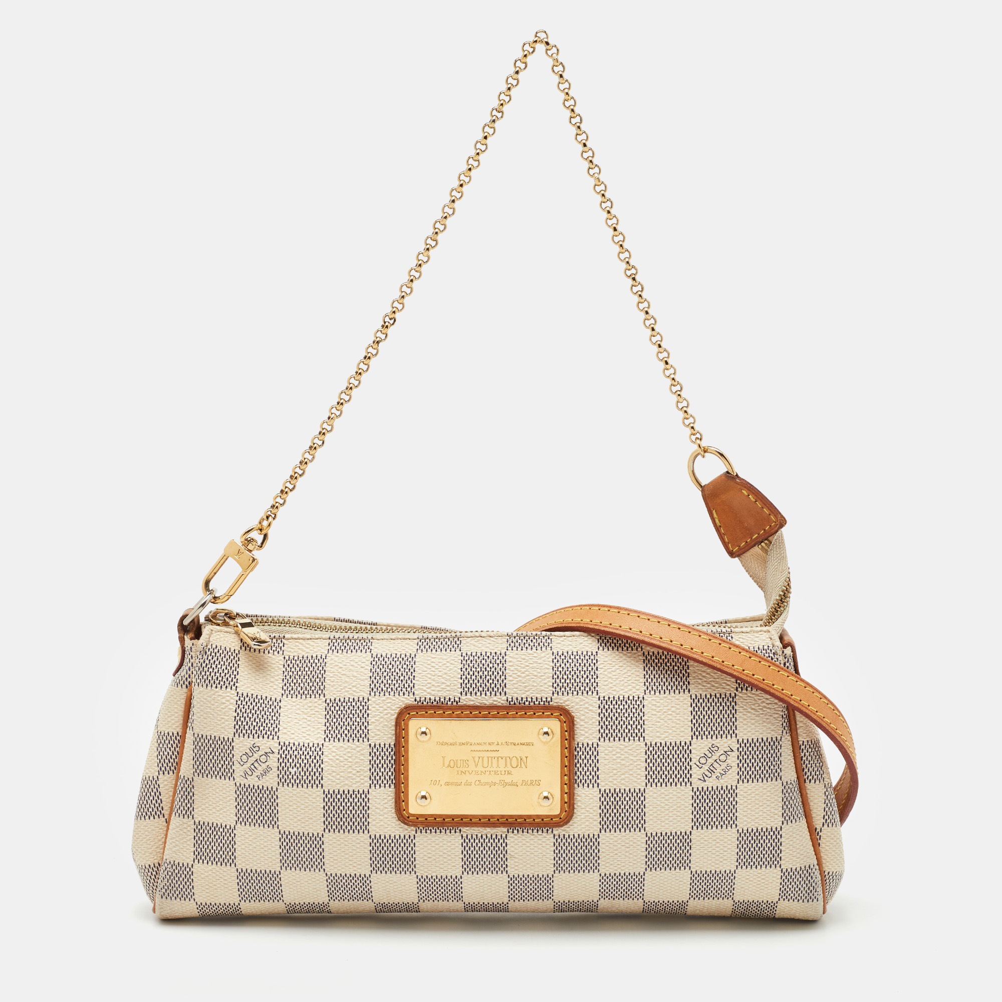 

Louis Vuitton Damier Azur Canvas Eva Pochette Bag, White