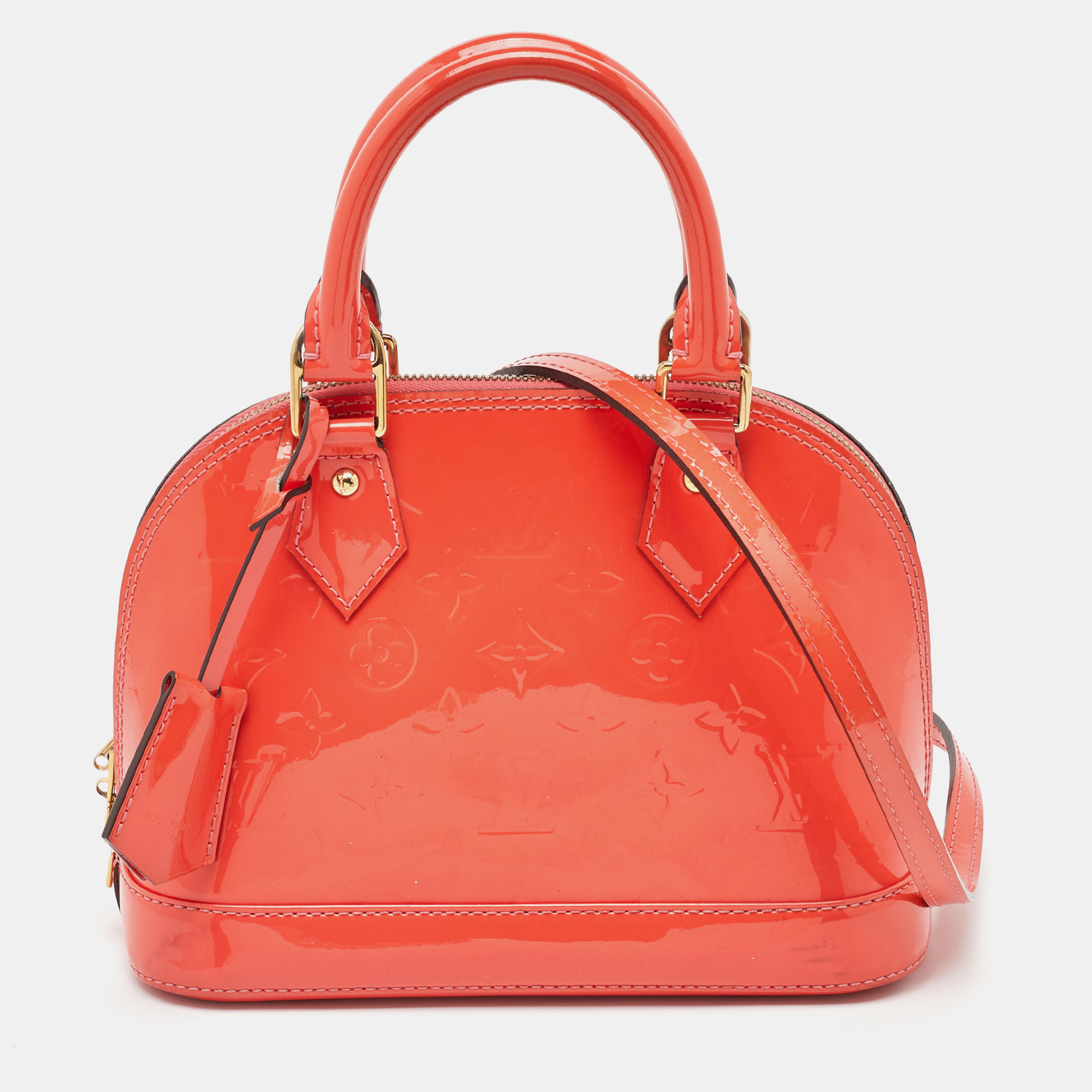

Louis Vuitton Rose Litchi Monogram Vernis Alma BB Bag, Pink