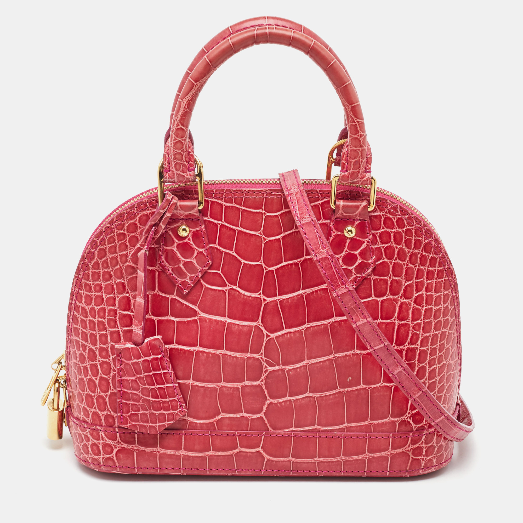 

Louis Vuitton Pink Crocodile Alma BB Bag