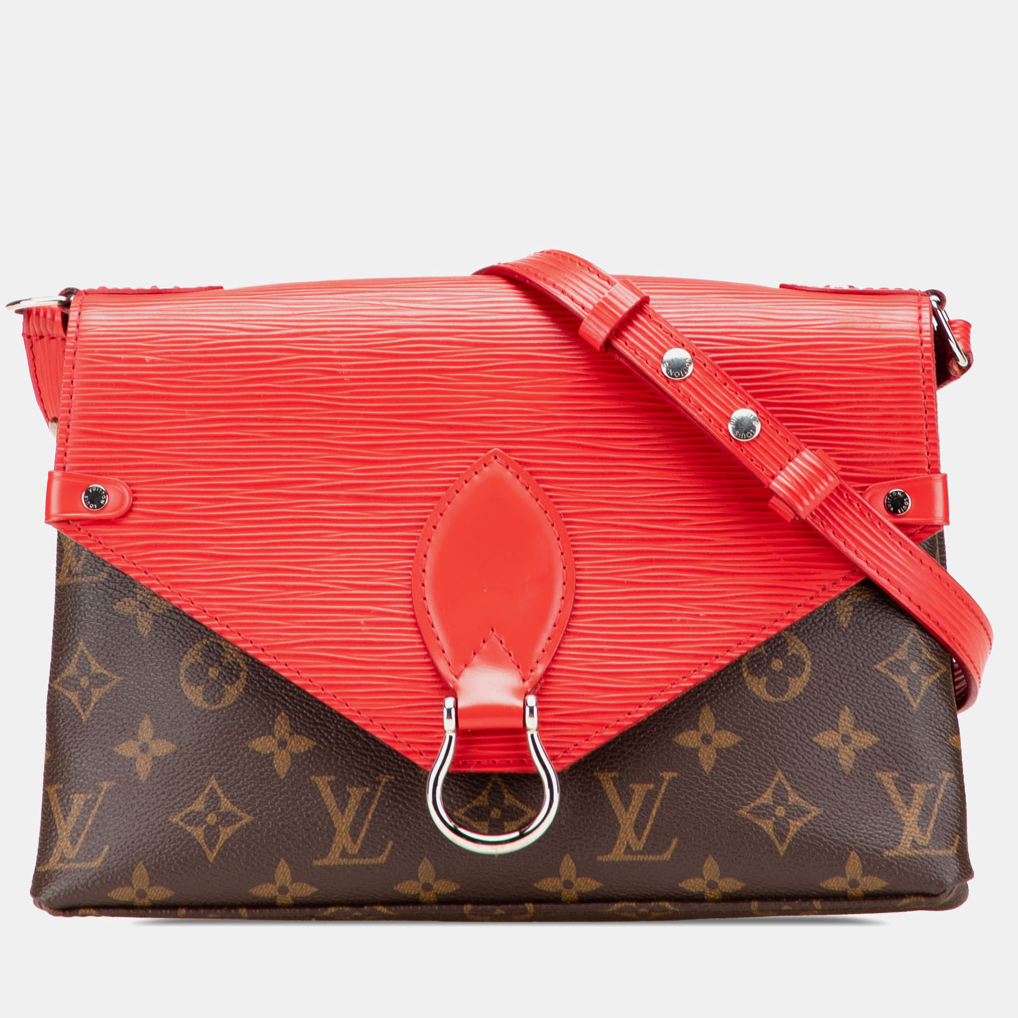 Pre-owned Louis Vuitton Brown Red Monogram Epi Saint Michel