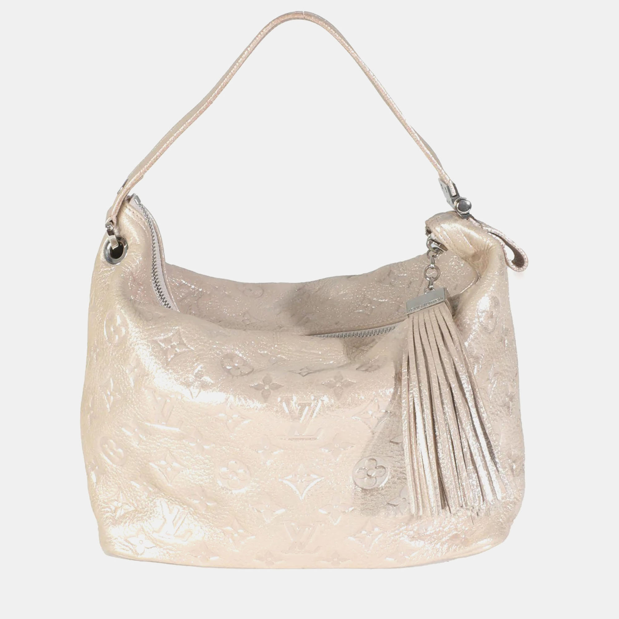 

Louis Vuitton Silver Monogram Shimmer Calfskin Halo Bag, Beige