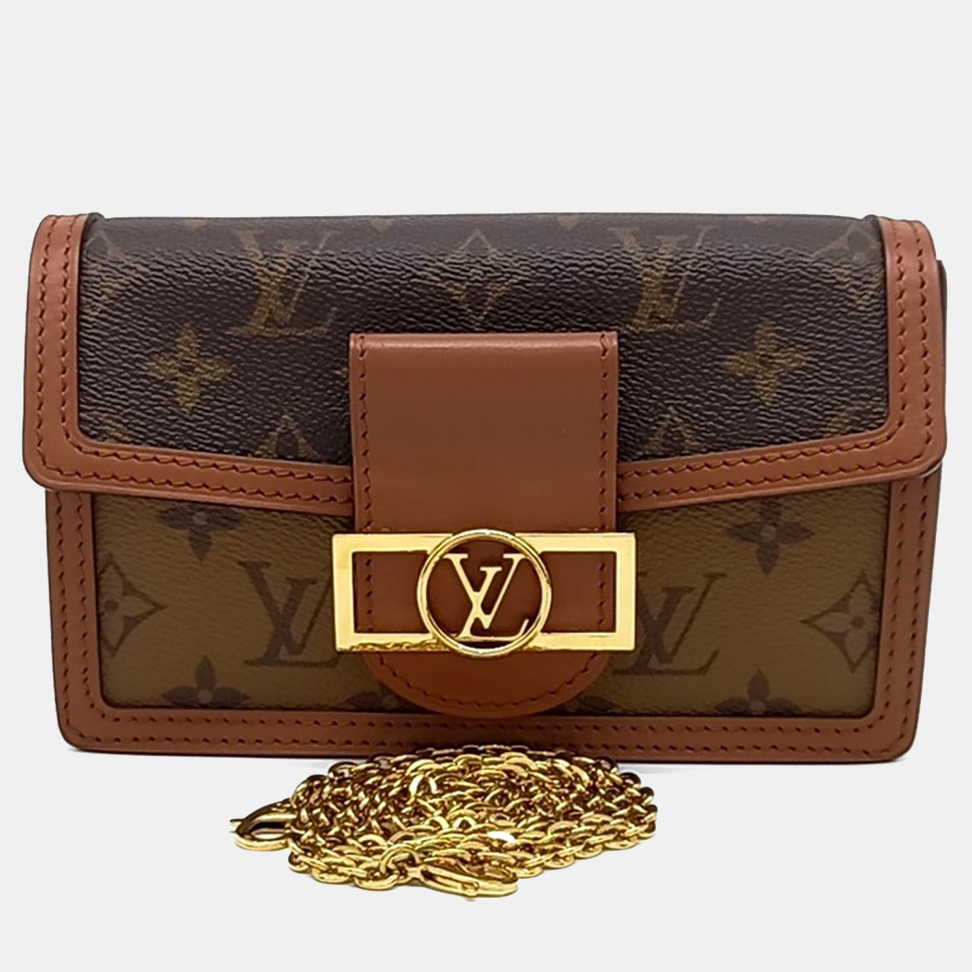 Pre-owned Louis Vuitton Brown Canvas Dauphine Chain Wallet