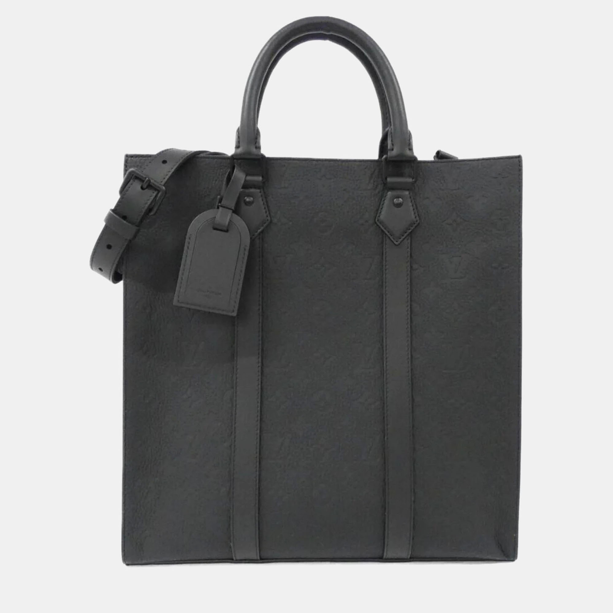 

Louis Vuitton Sac Plat Taurillon Monogram Leather Tote Bag, Black
