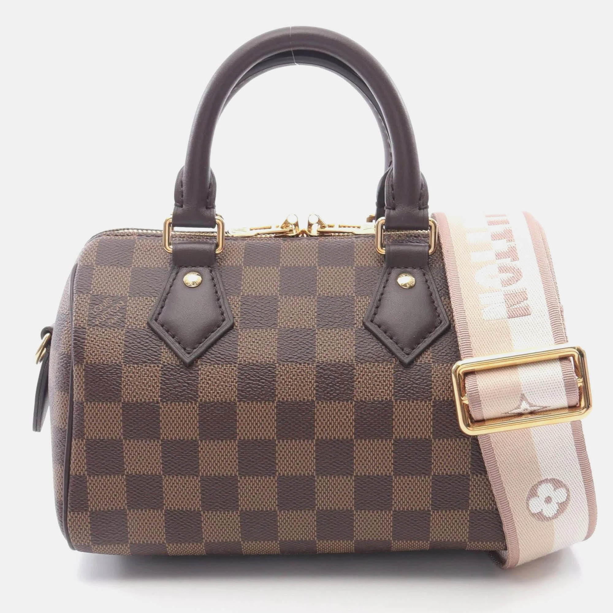 

Louis Vuitton Speedy Bandouliere 20 Damier Ebene Brown Canvas Leather Handbag