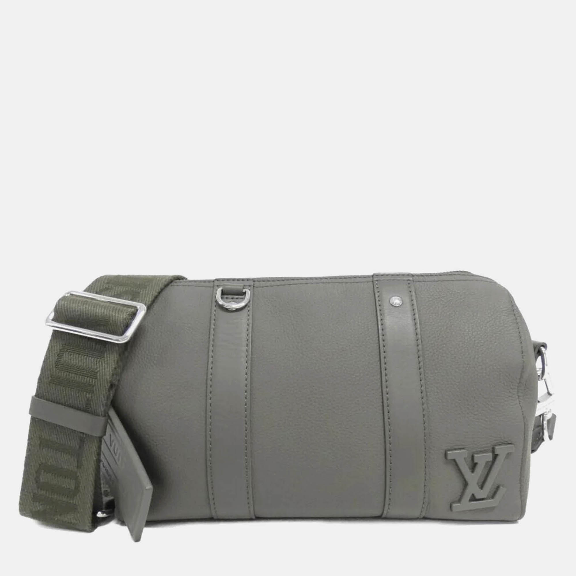 

Louis Vuitton City Keepall LV Aerogram Black Leather Boston Bag, Grey