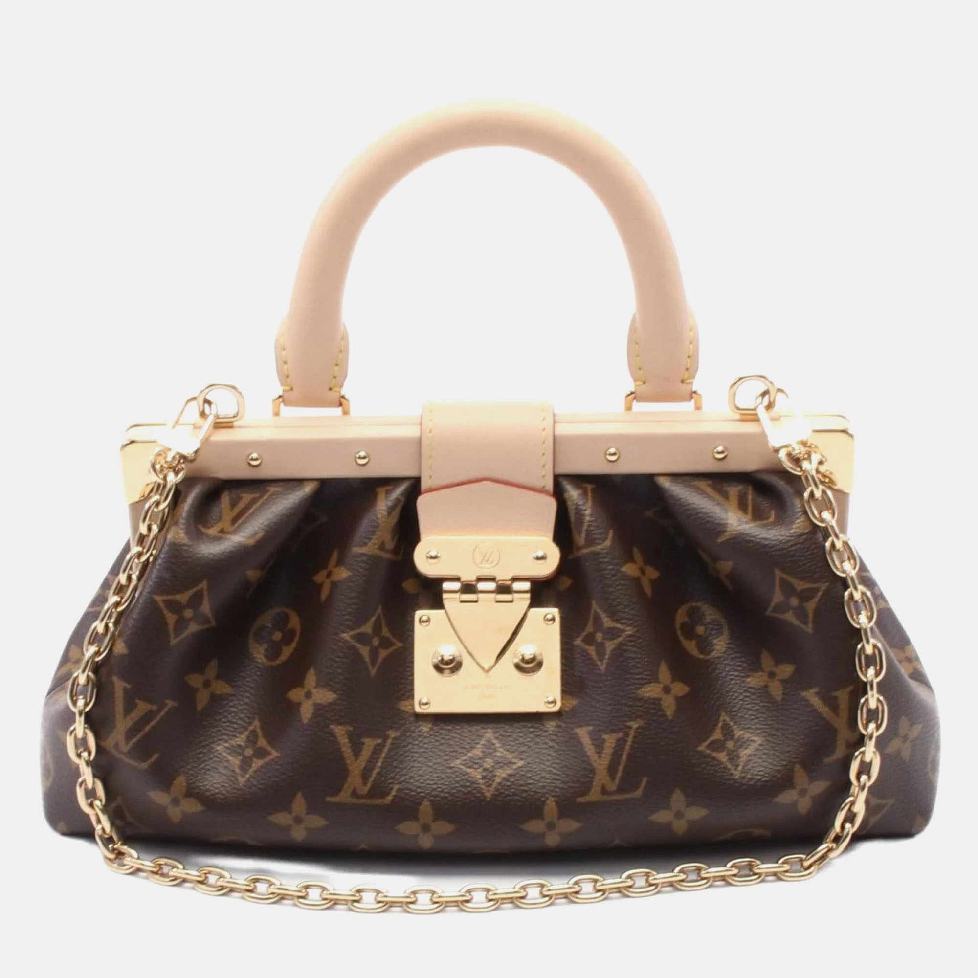 

Louis Vuitton Frame Clutch Brown Monogram Coated Canvas Leather Handbag