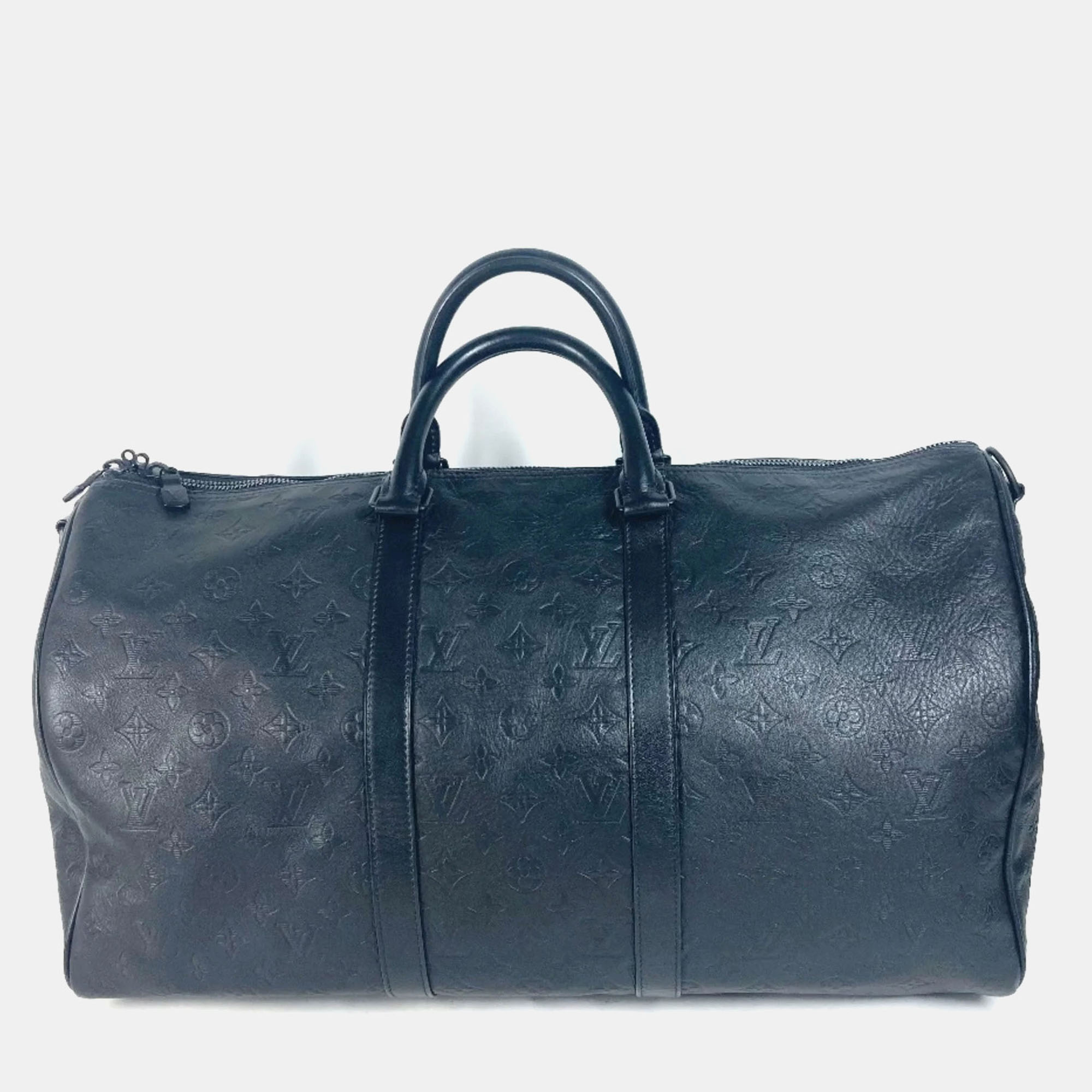 

Louis Vuitton Keepall Bandouliere 50 Black Monogram Shadow Leather Boston Bag