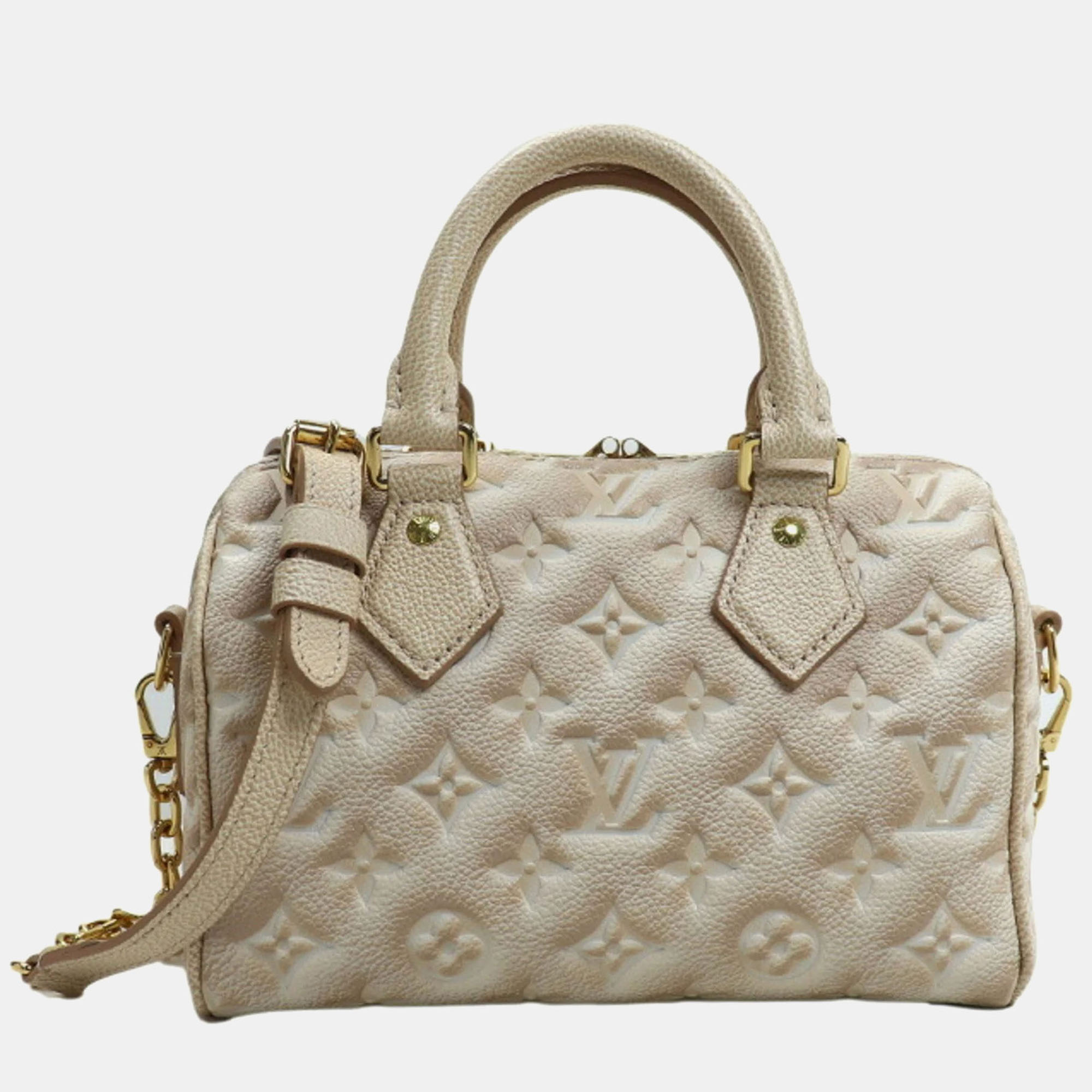 

Louis Vuitton Speedy Bandouliere 20 Beige Monogram Empreinte Leather Shoulder Bag