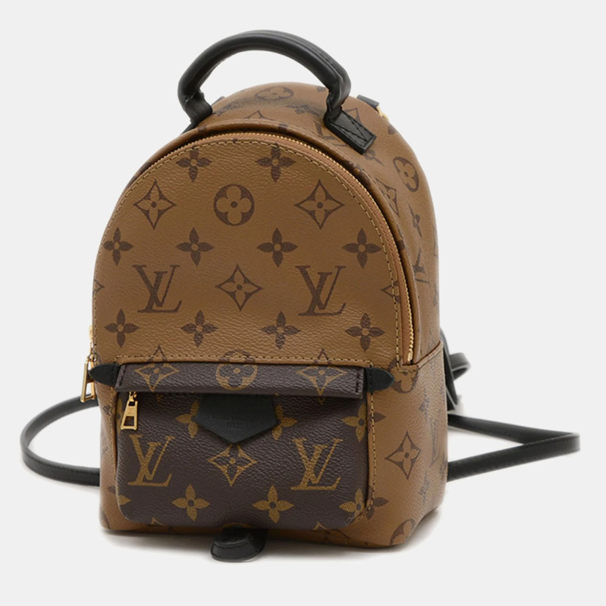 Pre-owned Louis Vuitton Monogram Reverse Palm Springs Mini Backpack In Brown