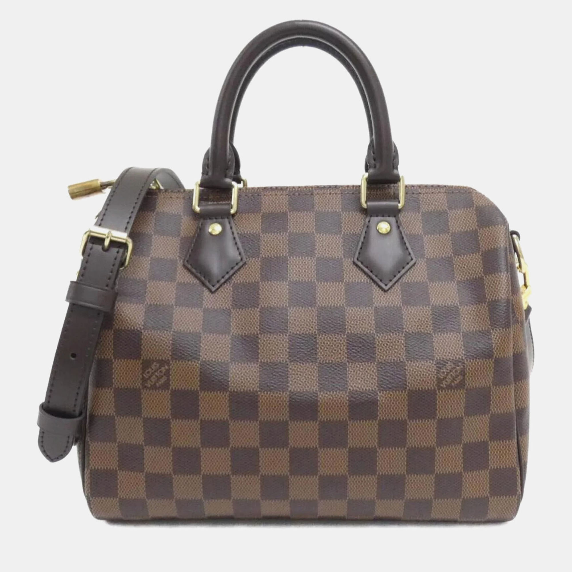 

Louis Vuitton Speedy Bandouliere 25 Damier Ebene Coated Canvas Boston Bag, Brown