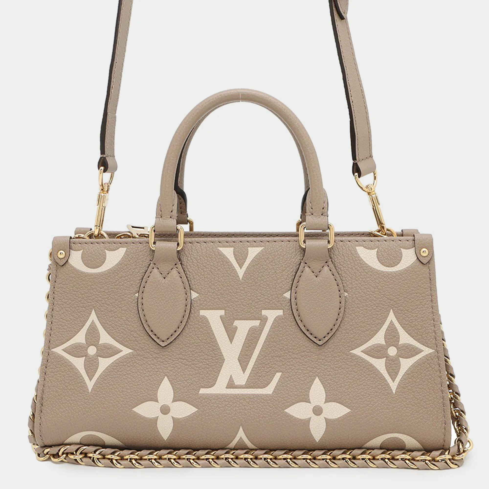 Pre-owned Louis Vuitton On The Go East West Monogram Empreinte Leather Tote Bag In Sand
