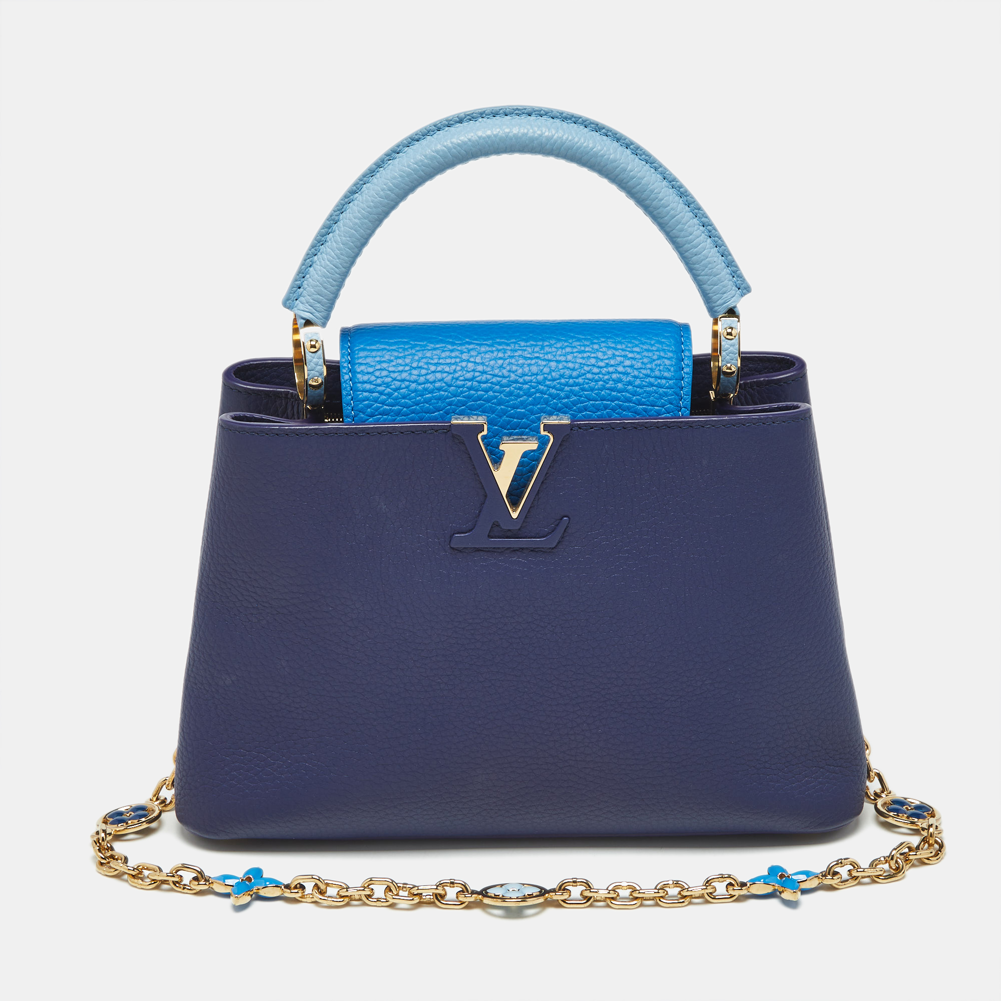 

Louis Vuitton Tricolor Leather Enamel Flower Chain Capucines BB Bag, Multicolor