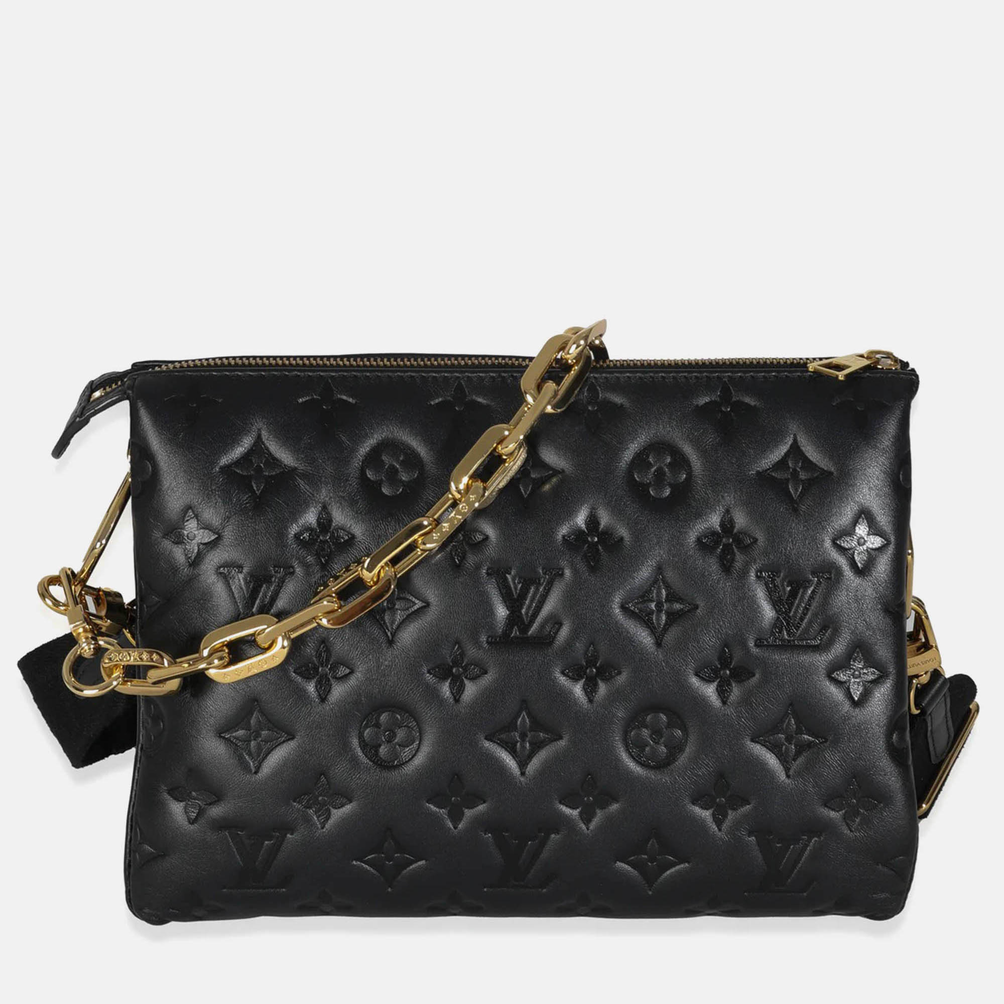 

Louis Vuitton Black Monogram Embossed Lambskin Coussin PM