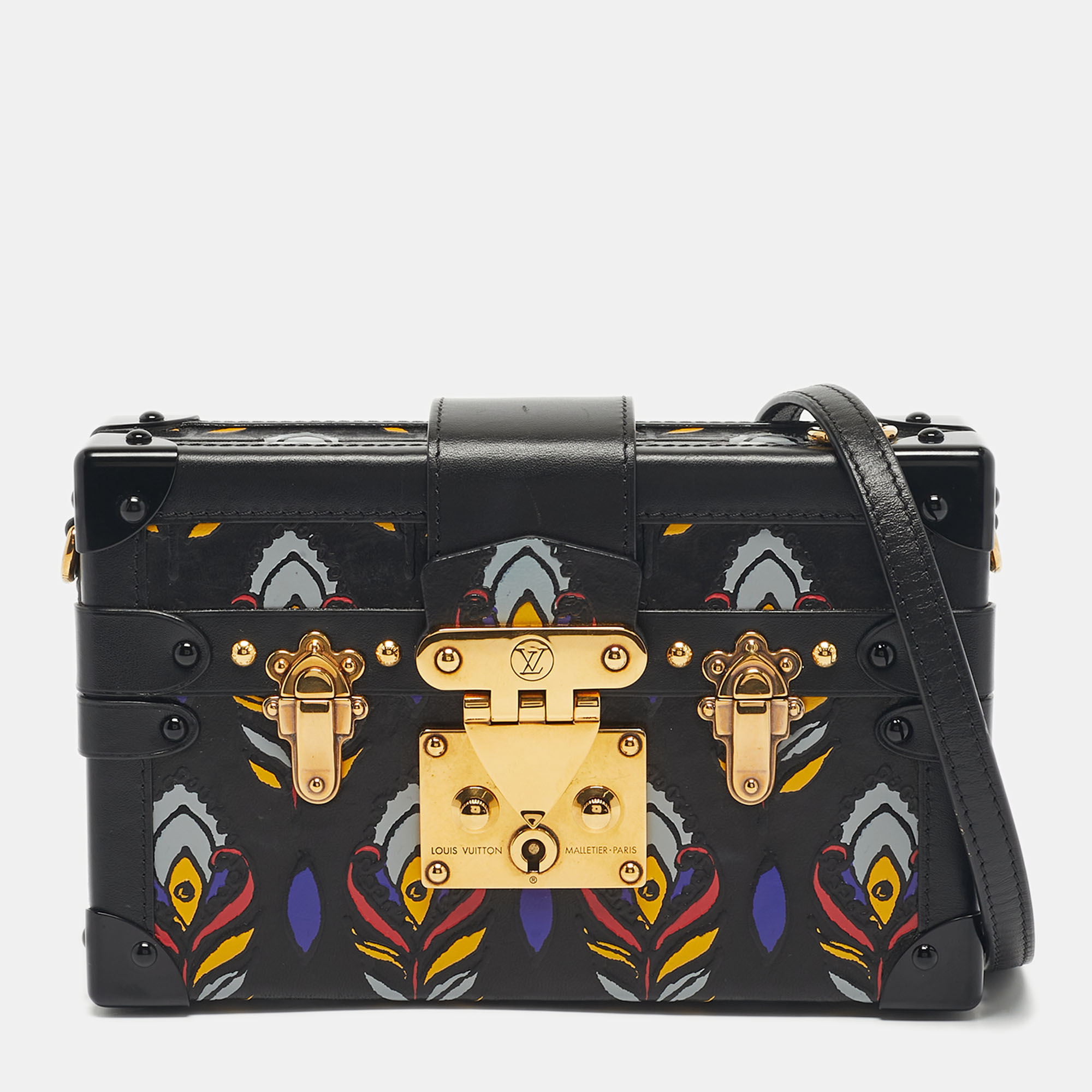 

Louis Vuitton Black Graphic Print Leather Petite Malle Bag