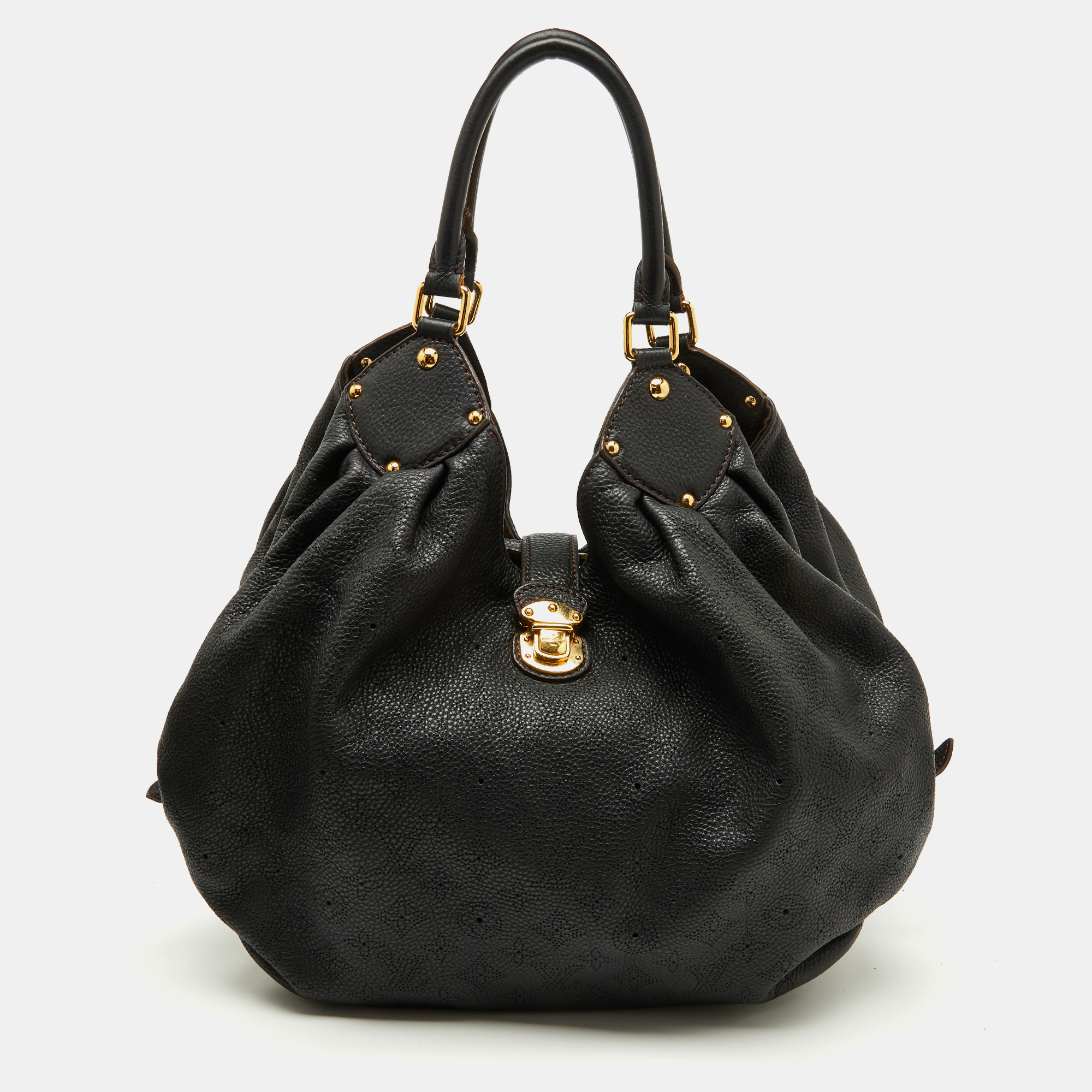 

Louis Vuitton Black Monogram Mahina Leather Surya XL Bag