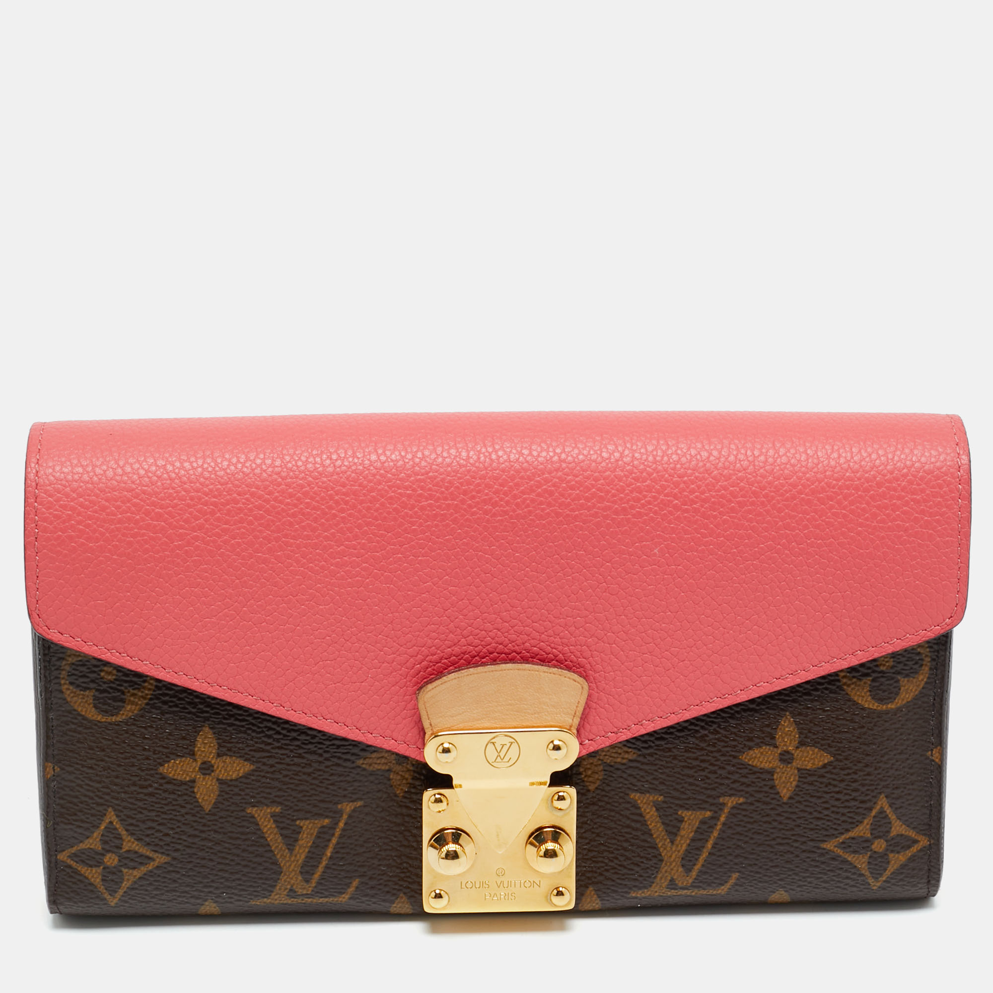 

Louis Vuitton Rose Litchi Monogram Canvas and Leather Pallas Wallet, Pink