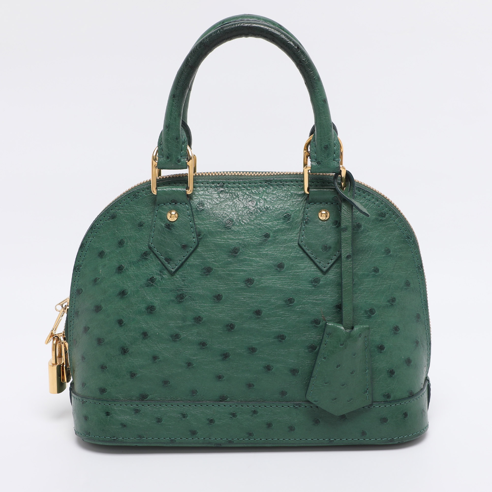 

Louis Vuitton Green Ostrich Alma BB Bag
